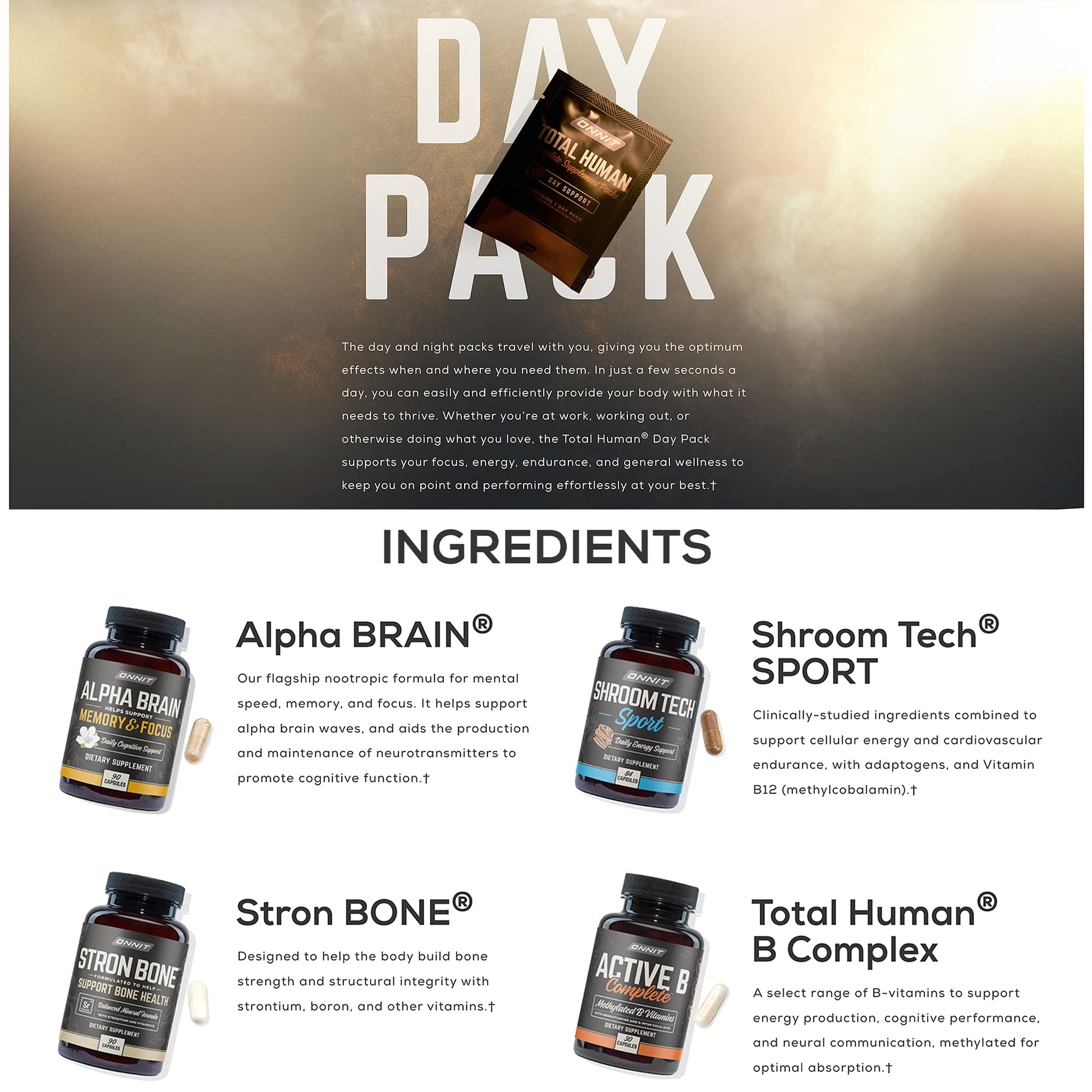 ONNIT Total Human Day and Night Vitamin Packs for Men and Women,Capsule, 30-Day ONNITUS supplements
