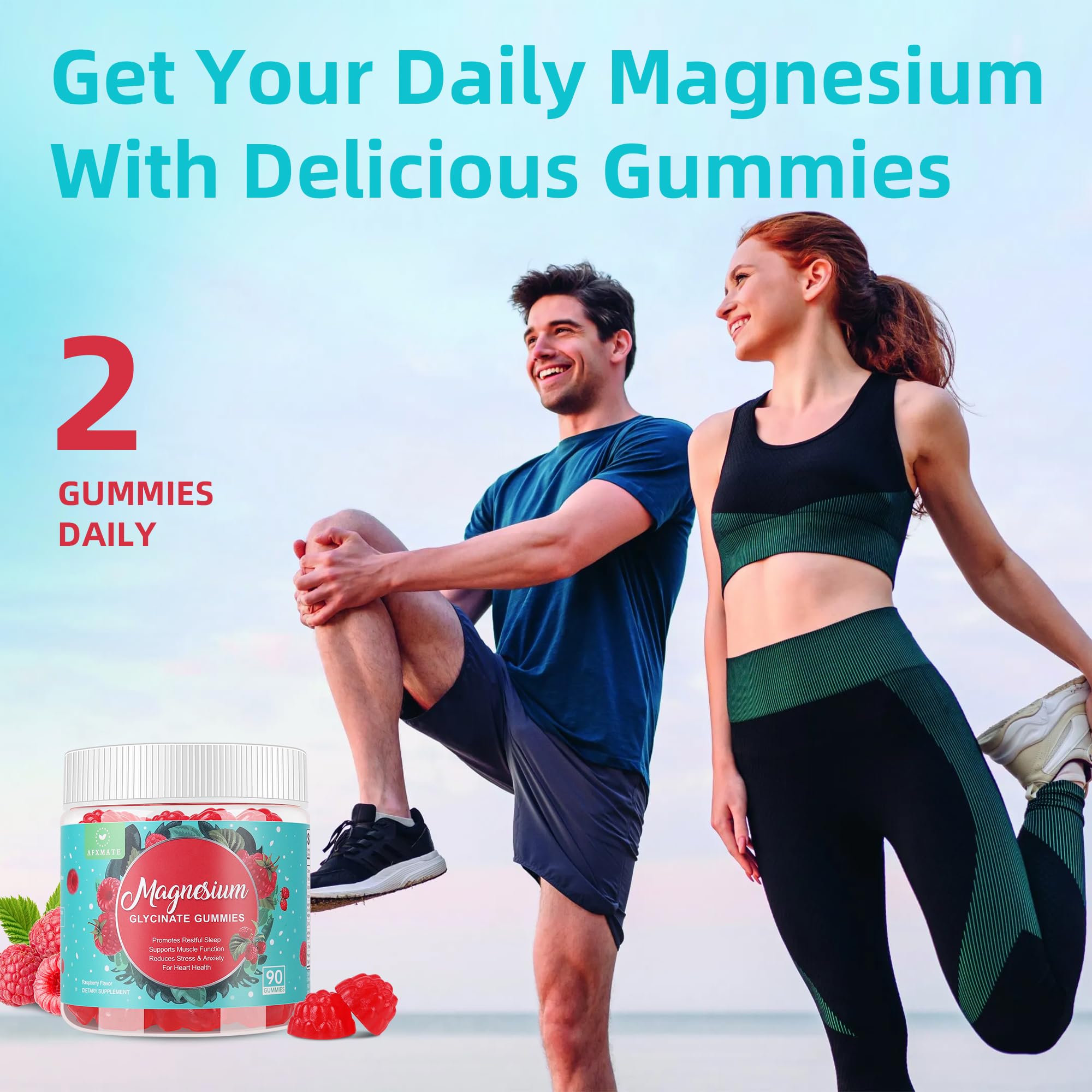 90 Count Magnesium Glycinate Gummies 400 mg - Sugar Free Magnesium Supplement for Adults with Glycinate & Malate, L-Theanine, Ashwagandha, Zinc, Vitamin B6 & D3, Supports Relaxation & Sleep AFXMATEAu supplements