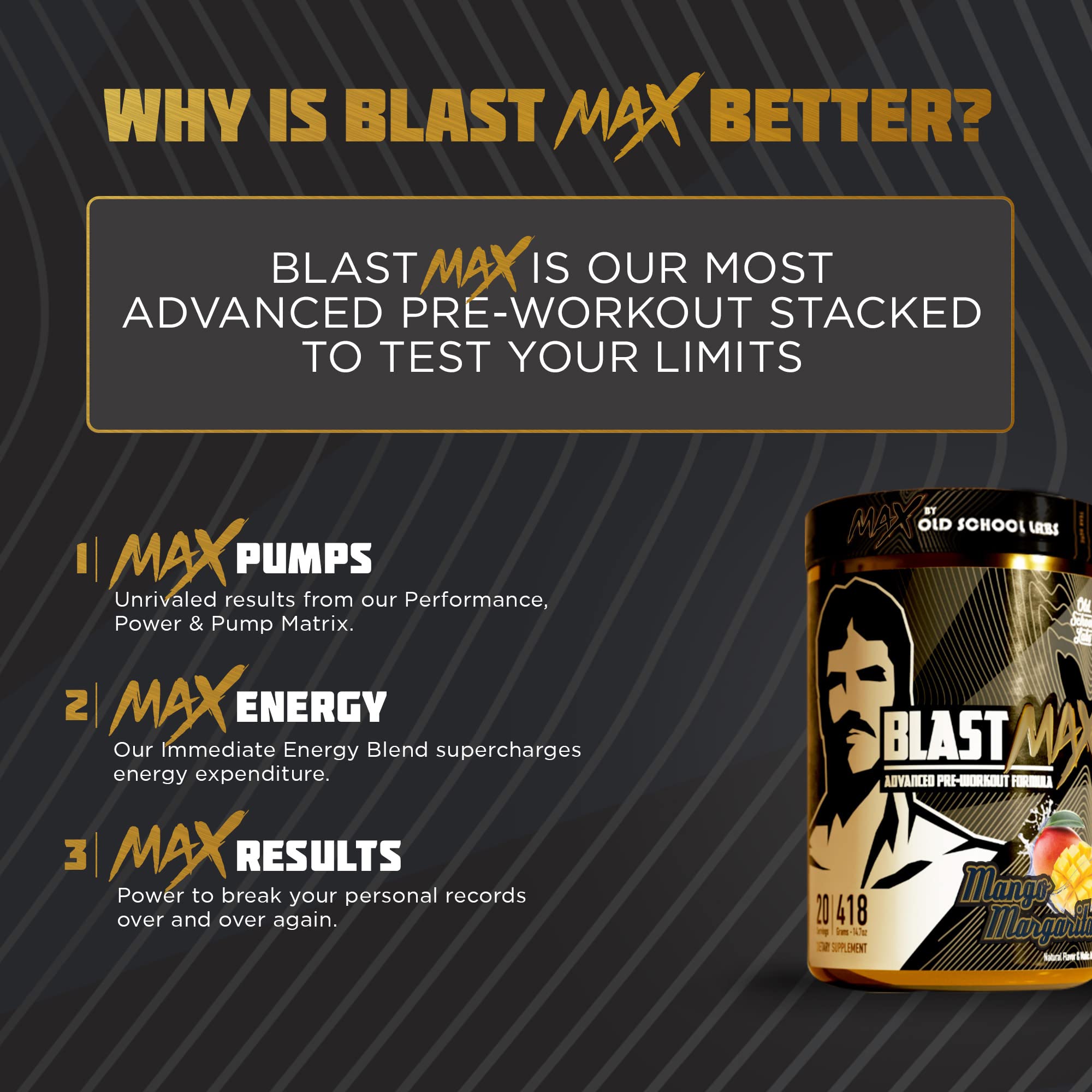BLAST MAX – High-Stim Pre-Workout Powder – Highly Acclaimed Fully Stacked Pre Workout Old School LabsAu supplements