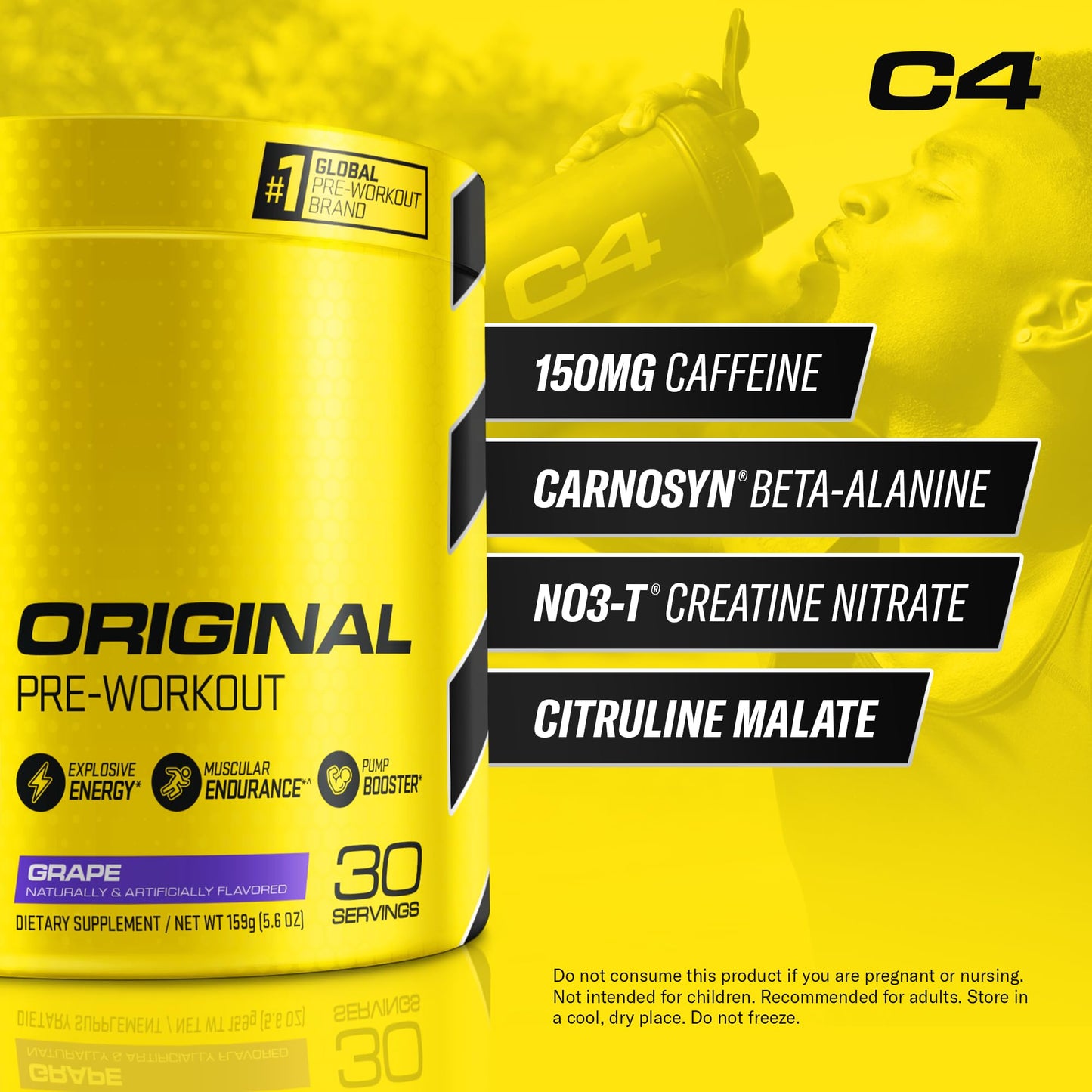 Cellucor C4 Original Pre Workout Powder Grape Sugar Free Preworkout Energy CellucorUS supplements