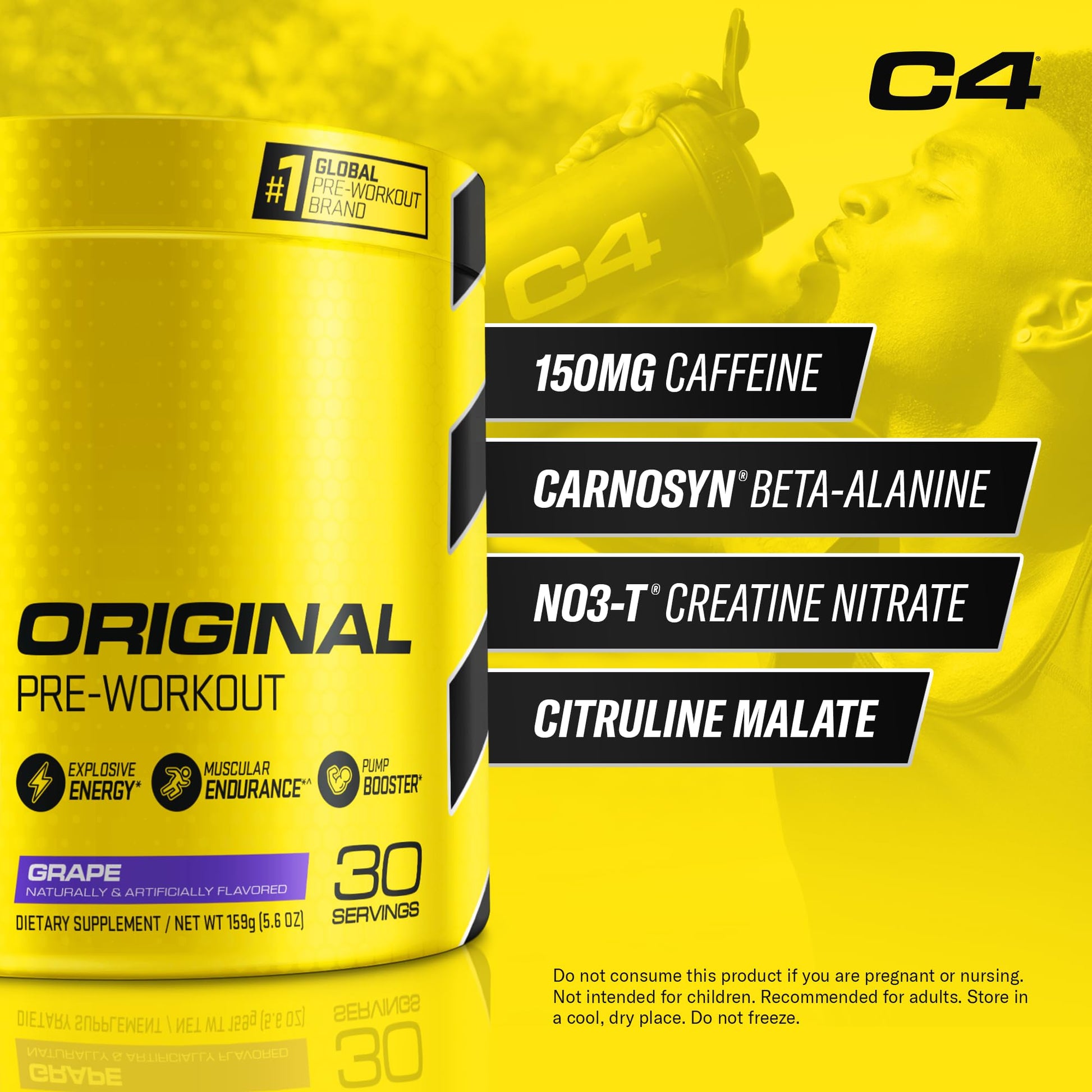 Cellucor C4 Original Pre Workout Powder Grape Sugar Free Preworkout Energy CellucorUS supplements