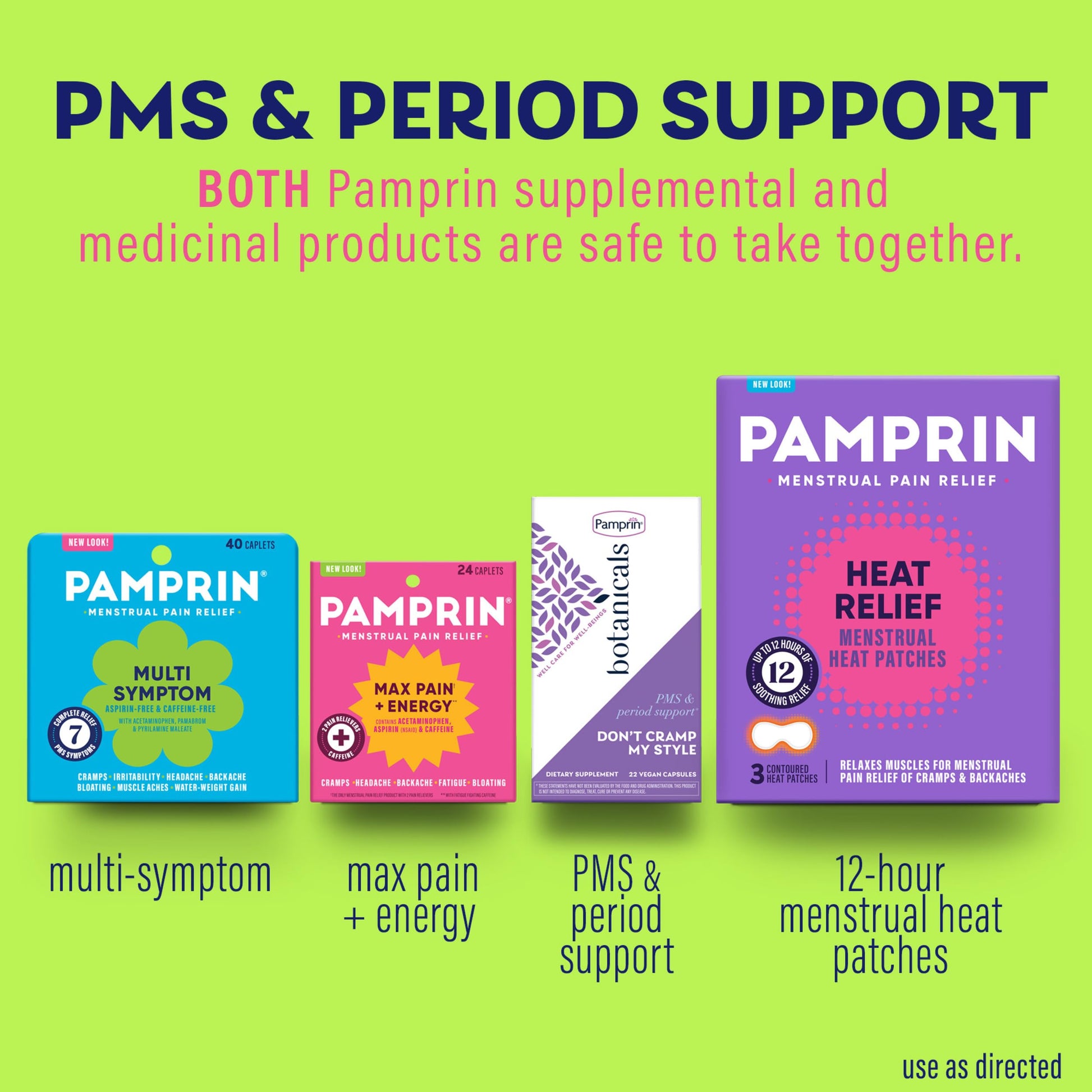 Pamprin Multi-Symptom Formula, with Acetaminophen, Menstrual Period Symptoms Relief including Cramps, Pain, Bloating, and Irritability 40 Caplets PamprinAu supplements
