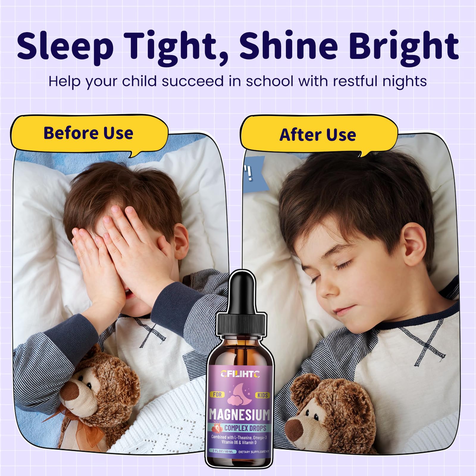 Kids Magnesium Liquid Drops-Magnesium Glycinate Liquid for Kids Supplement-w/L-theanine, Omega-3, Vitamin B6, D3 - for Sleep, Relaxation, Brain, Bones - 4 Fl Oz Children's Calm CFILIHTCAu supplements