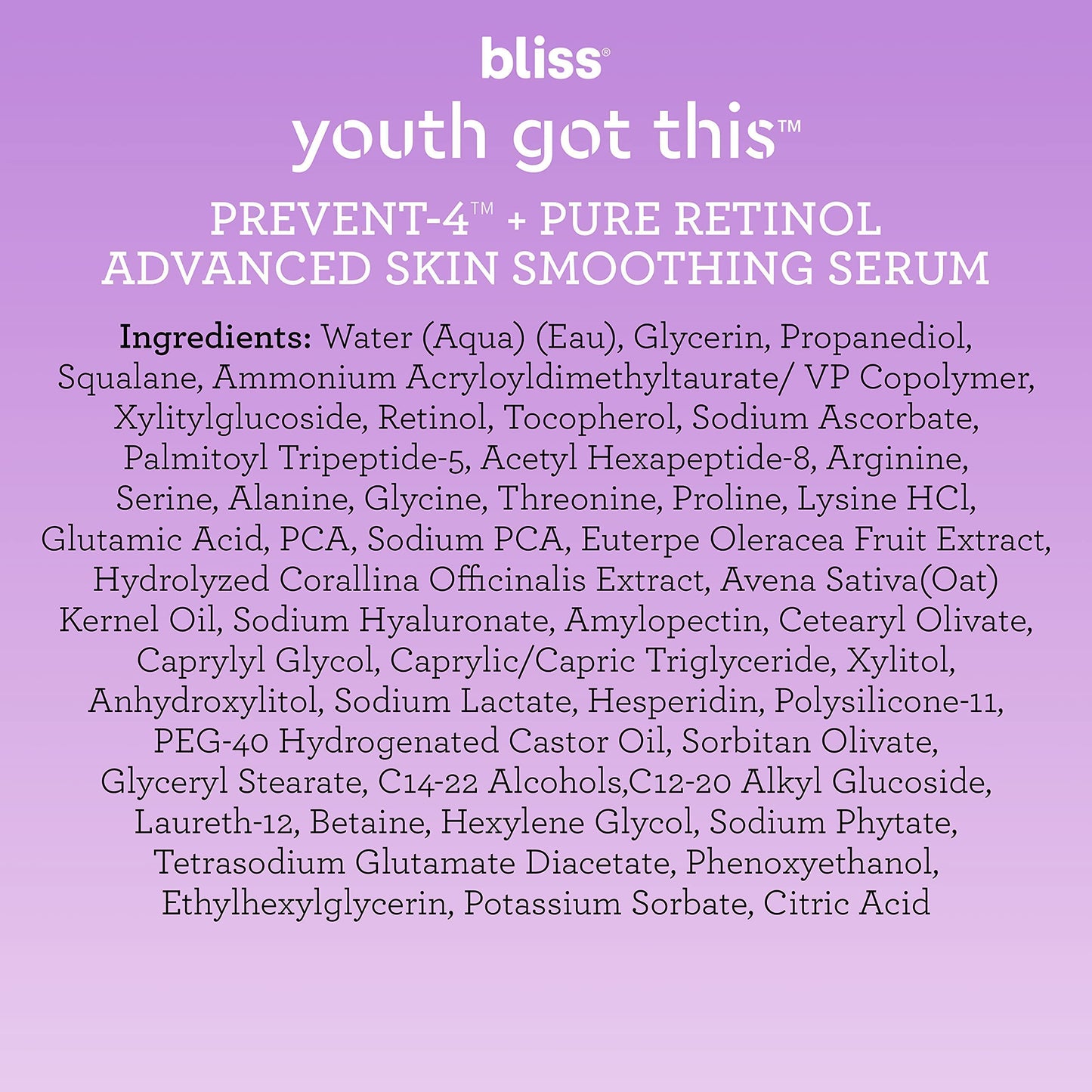 Bliss Youth Got This™ Prevent-4™ + Pure Retinol - 0.67 Fl Oz - Advanced Skin BlissUS supplements