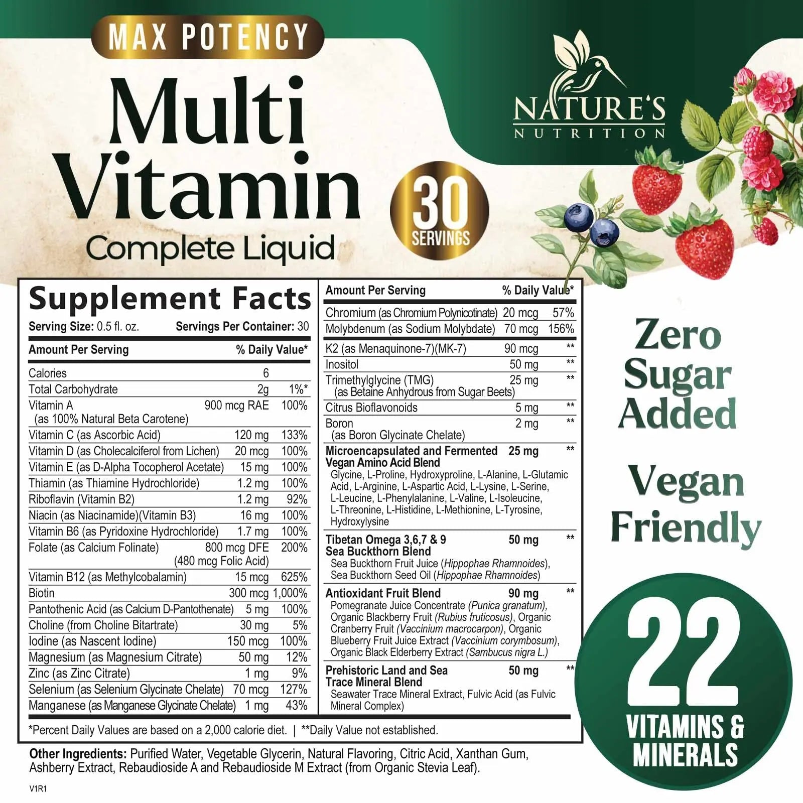 Liquid Multivitamin - Sugar Free Daily Multi Vitamin for Women, Men & Kids, Vitamins A, C, D, B-12, Biotin & Zinc - Supports Faster Hair Growth Nature's NutritionAu supplements