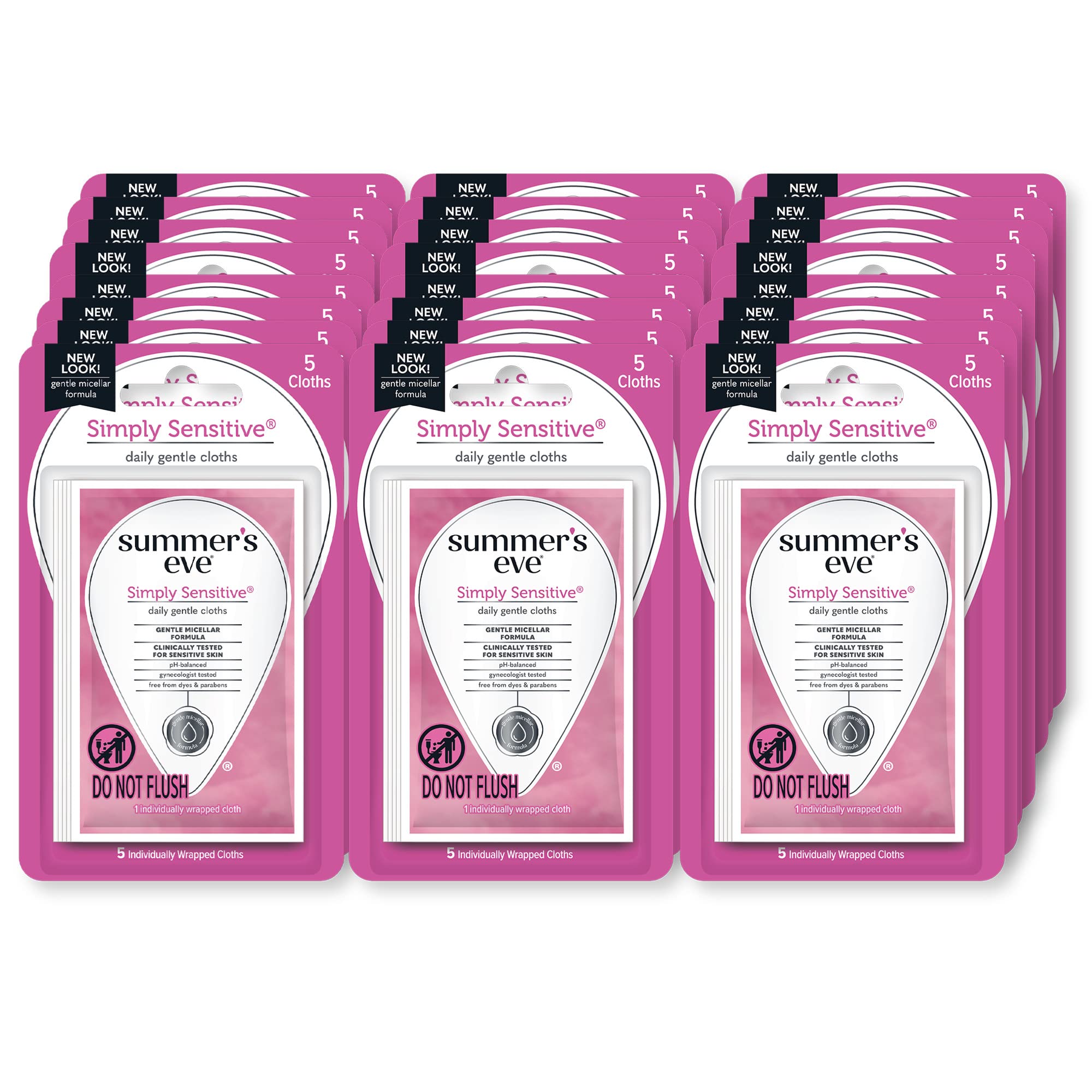 Summer's Eve Feminine Wipes, Simply Sensitive, 5 Count Trial & Travel Size, 24 Pack Summer's EveAu supplements