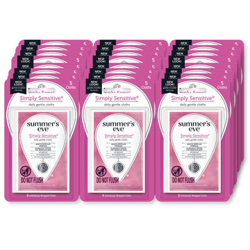 Summer's Eve Feminine Wipes, Simply Sensitive, 5 Count Trial & Travel Size, 24 Pack Summer's EveAu supplements