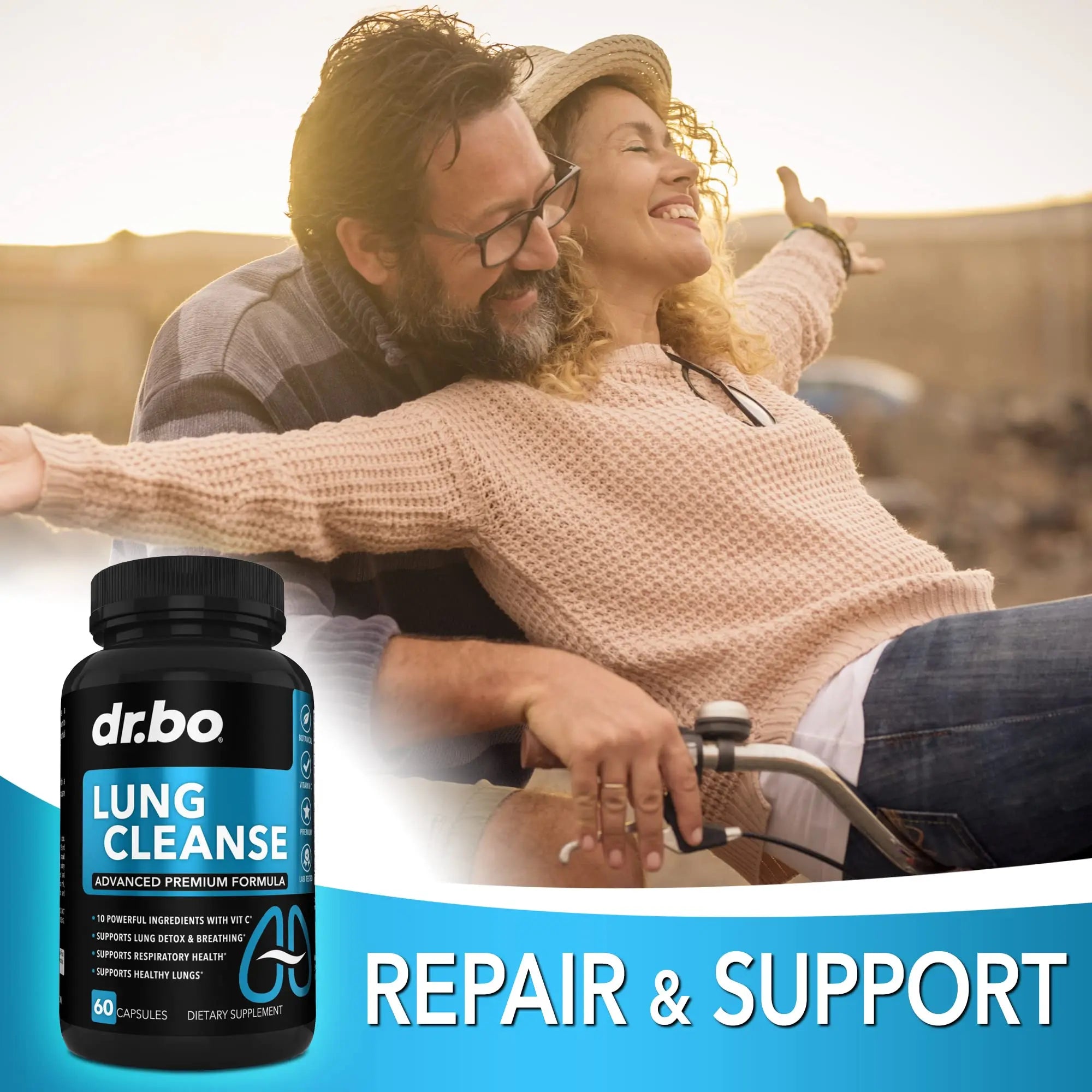 Lung Cleanse Support Supplement - Respiratory Supplements to Quit & Stop Smoking Aids - Herbal Detox for Lungs & Bronchial Health - Smokers Cleanser Breathe Aid for Mucus Clear Relief - 60 Capsules DR. BOnz supplements