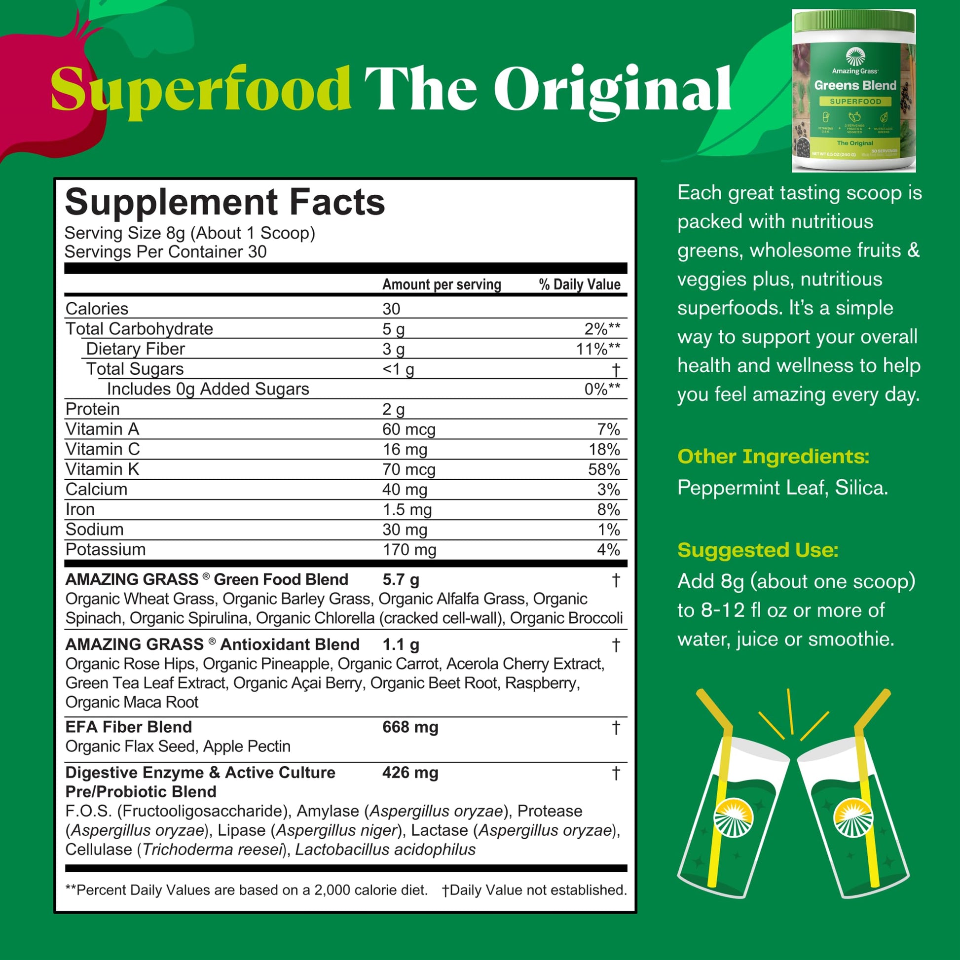 Amazing Grass Greens Blend Superfood: Super Greens Powder Smoothie Mix for Boost Energy, 30 Servings & Nature Fuel Power Beets Powder, Beet Root Powder, Support Natural Energy, 30 Servings Amazing GrassAu supplements