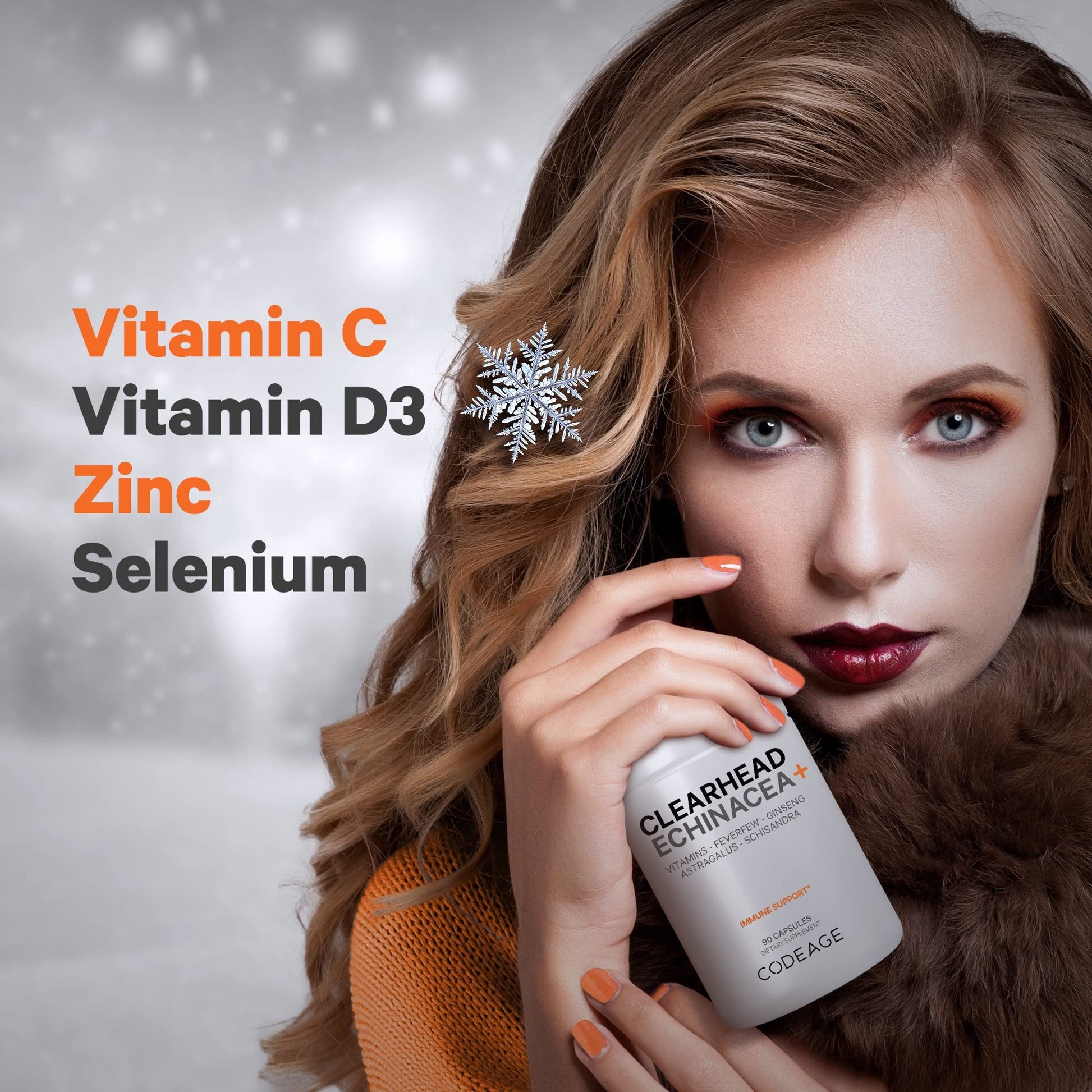 Codeage Clearhead Echinacea+ Supplement - Echinacea, Schisandra, Feverfew, Coptis, American Ginseng, Astragalus, Garlic, Probiotics, Vitamins C & D3, Zinc, Selenium - Clear Head Vitamin - 90 Capsules CodeageAu supplements
