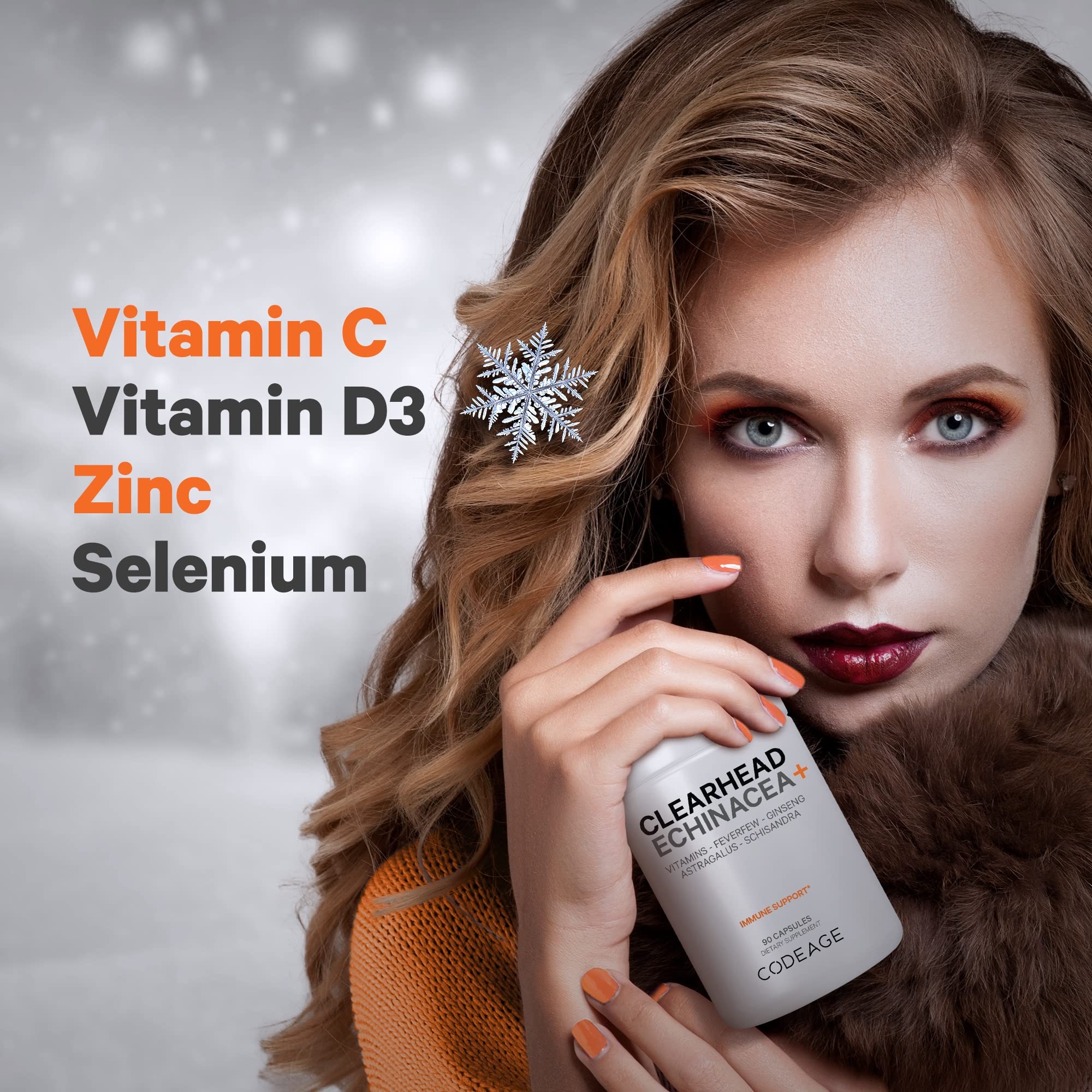 Codeage Clearhead Echinacea+ Supplement - Echinacea, Schisandra, Feverfew, Coptis, American Ginseng, Astragalus, Garlic, Probiotics, Vitamins C & D3, Zinc, Selenium - Clear Head Vitamin - 90 Capsules CodeageAu supplements