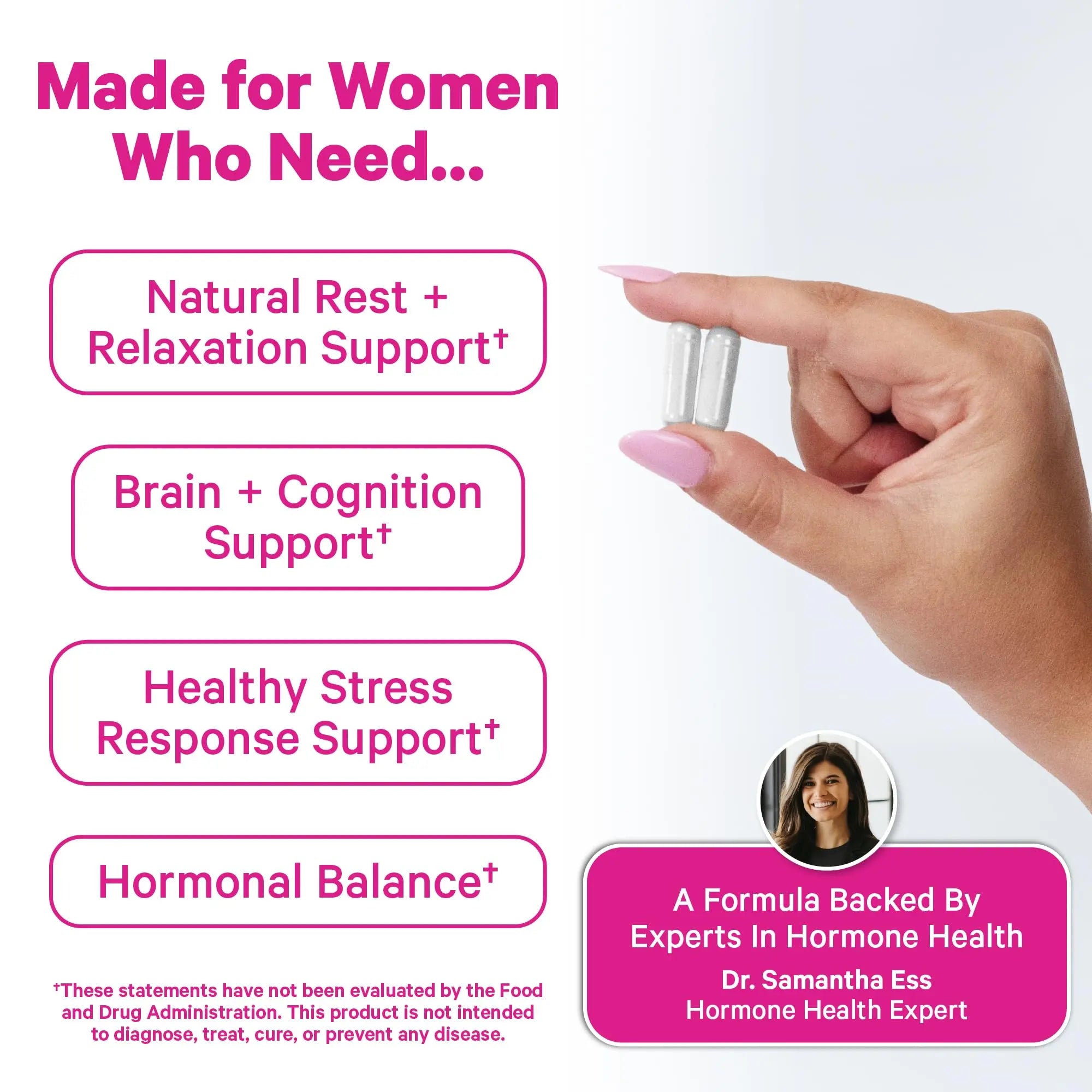 Pink Stork Magnesium Complex for Women - 8 Forms Including Glycinate, Malate, Citrate & L-Threonate - Stress, Sleep, Muscle & Hormone Support - 400 mg Elemental Magnesium - 60 Vegan Capsules Pink Storknz supplements