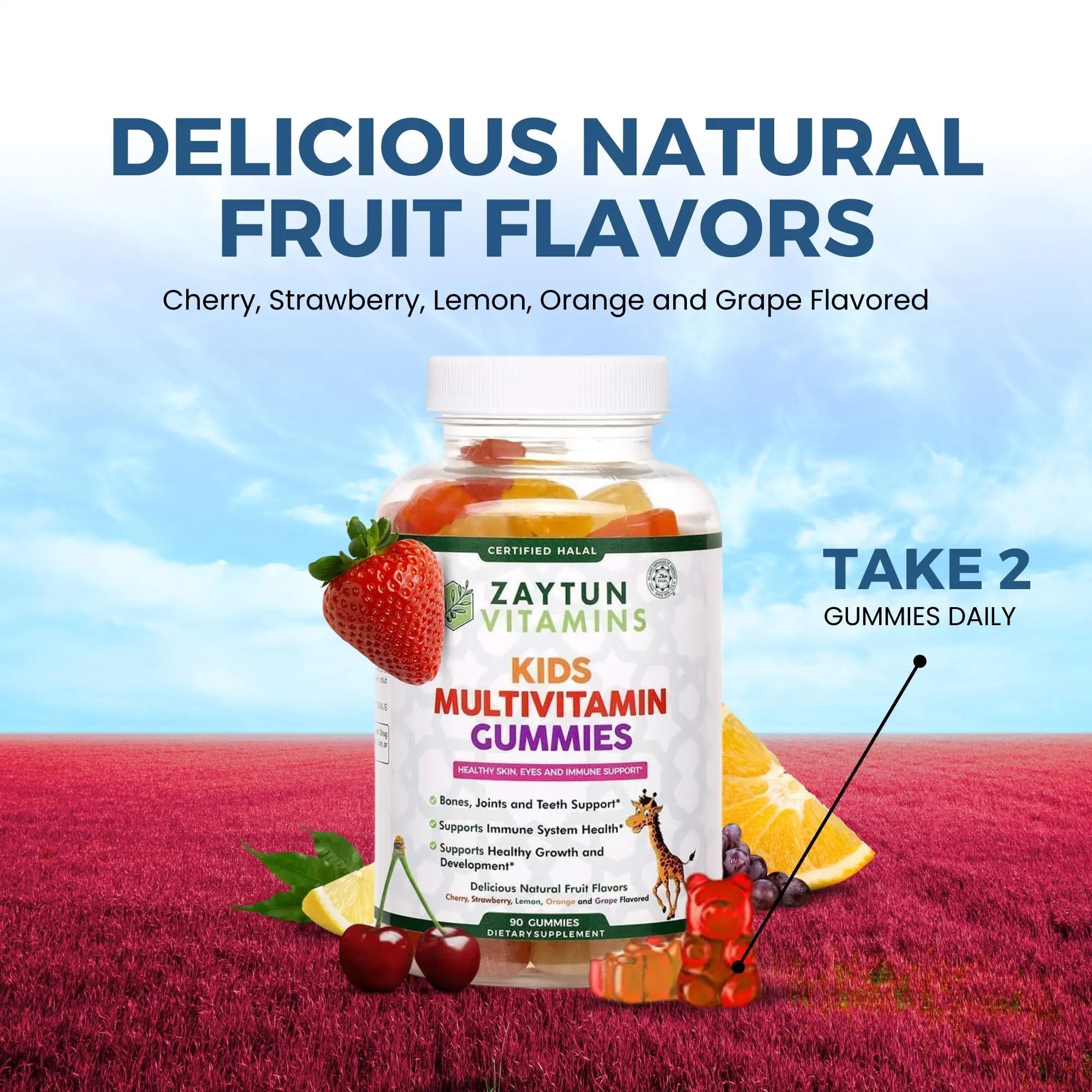 Zaytun Halal Vitamins for Kids Multivitamin Gummies, Naturally Sourced Vitamin A, C, D, E, B6, B12, Biotin - Vegetarian, No Gelatin Zaytun VitaminsAu supplements