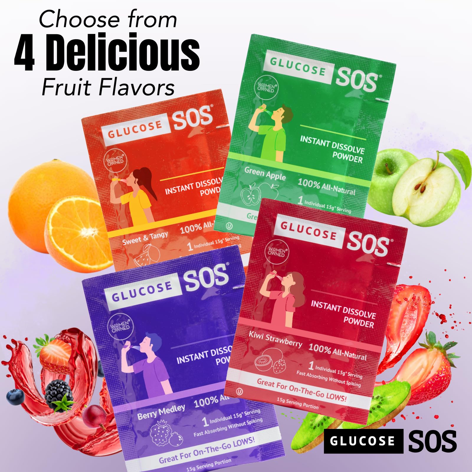 Glucose SOS Glucose Powder Packets with Natural Dextrose, Fast-Absorption That Instantly Dissolves in Your Mouth with No Water Needed, Sweet & Tangy 12 Servings Glucose SOSAu supplements