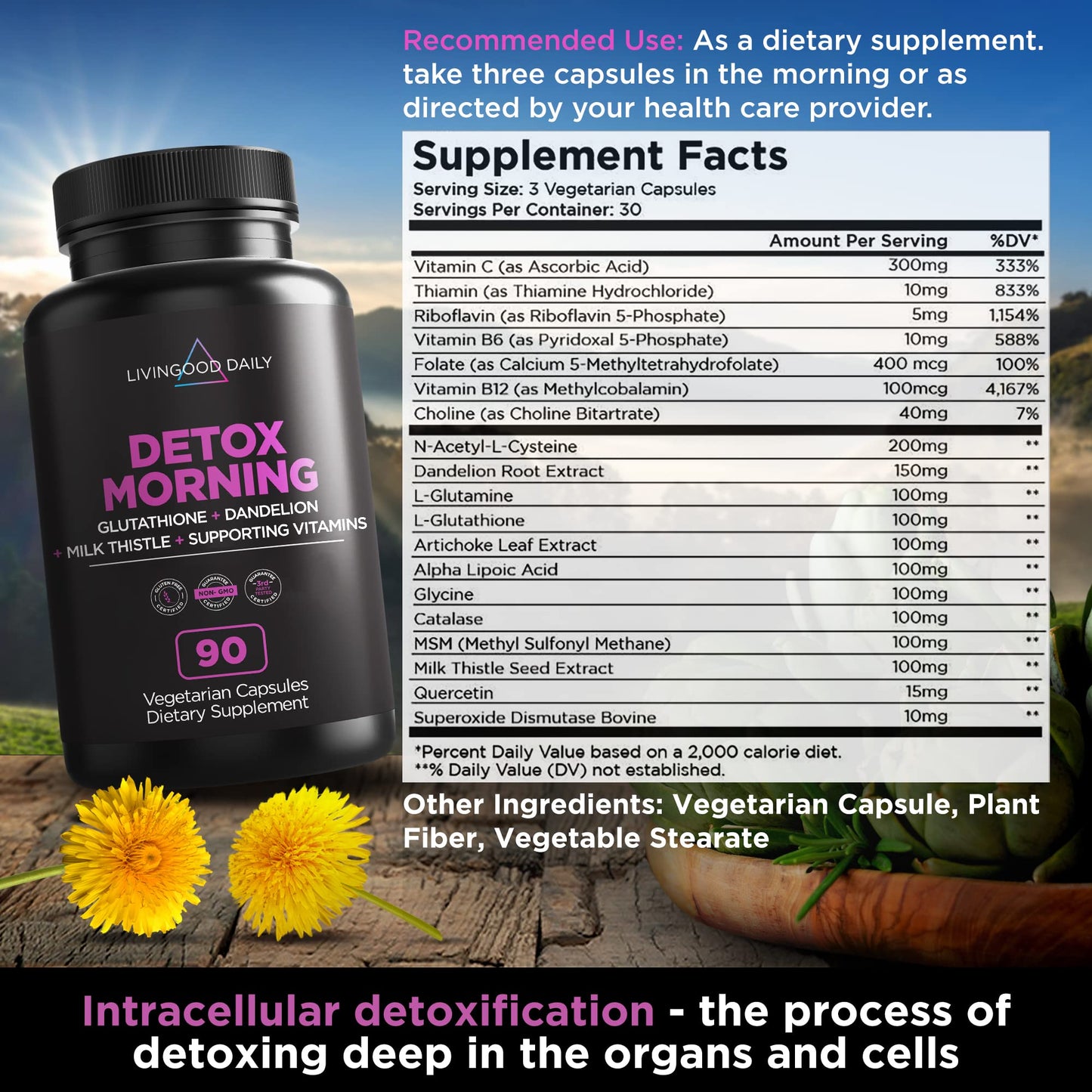 Livingood Daily Detox Pills - Full Body Detox Cleanse for Women & Men with Milk Thistle Livingood DailyUS supplements