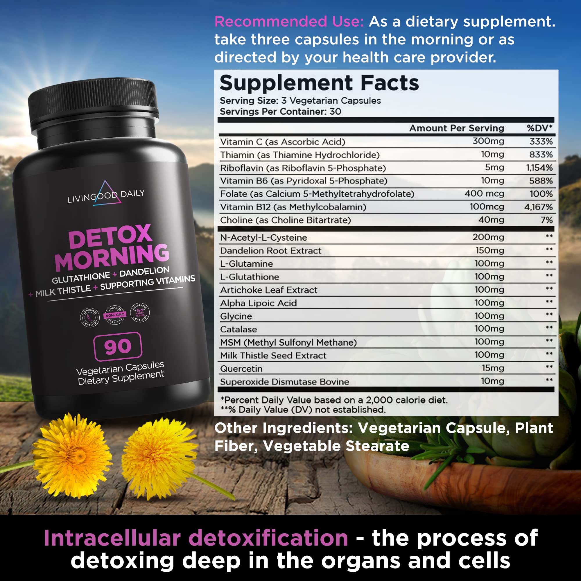 Livingood Daily Detox Pills - Full Body Detox Cleanse for Women & Men with Milk Thistle Livingood DailyAu supplements