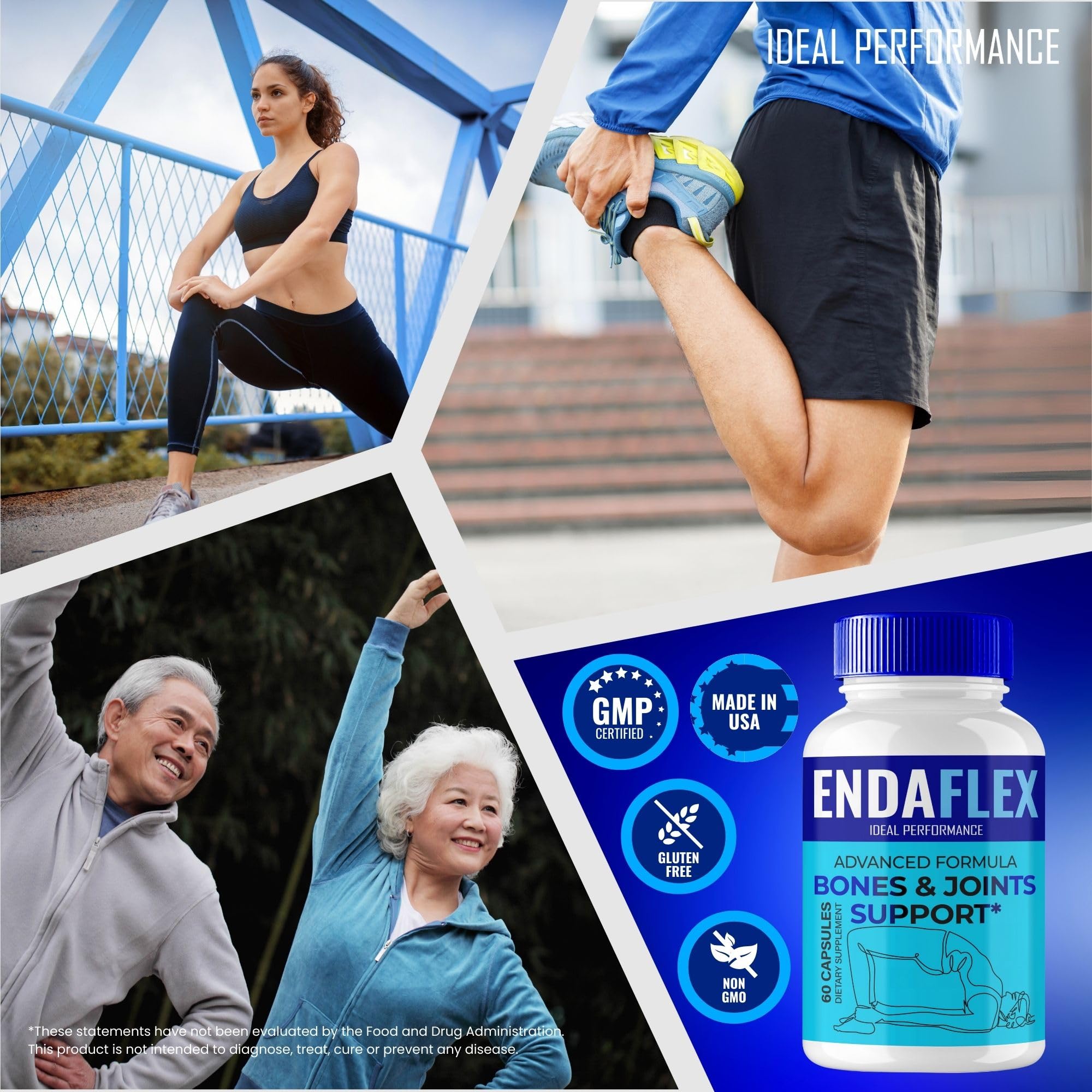 Endaflex Capsules, Advanced Joint Support Supplement Pills for Mobility and Comfort - Maximum Strength, Official Enda Flex Joint Support All Natural Formula, Premium Enda-Flex Reviews (3 Pack) IDEAL PERFORMANCEAu supplements