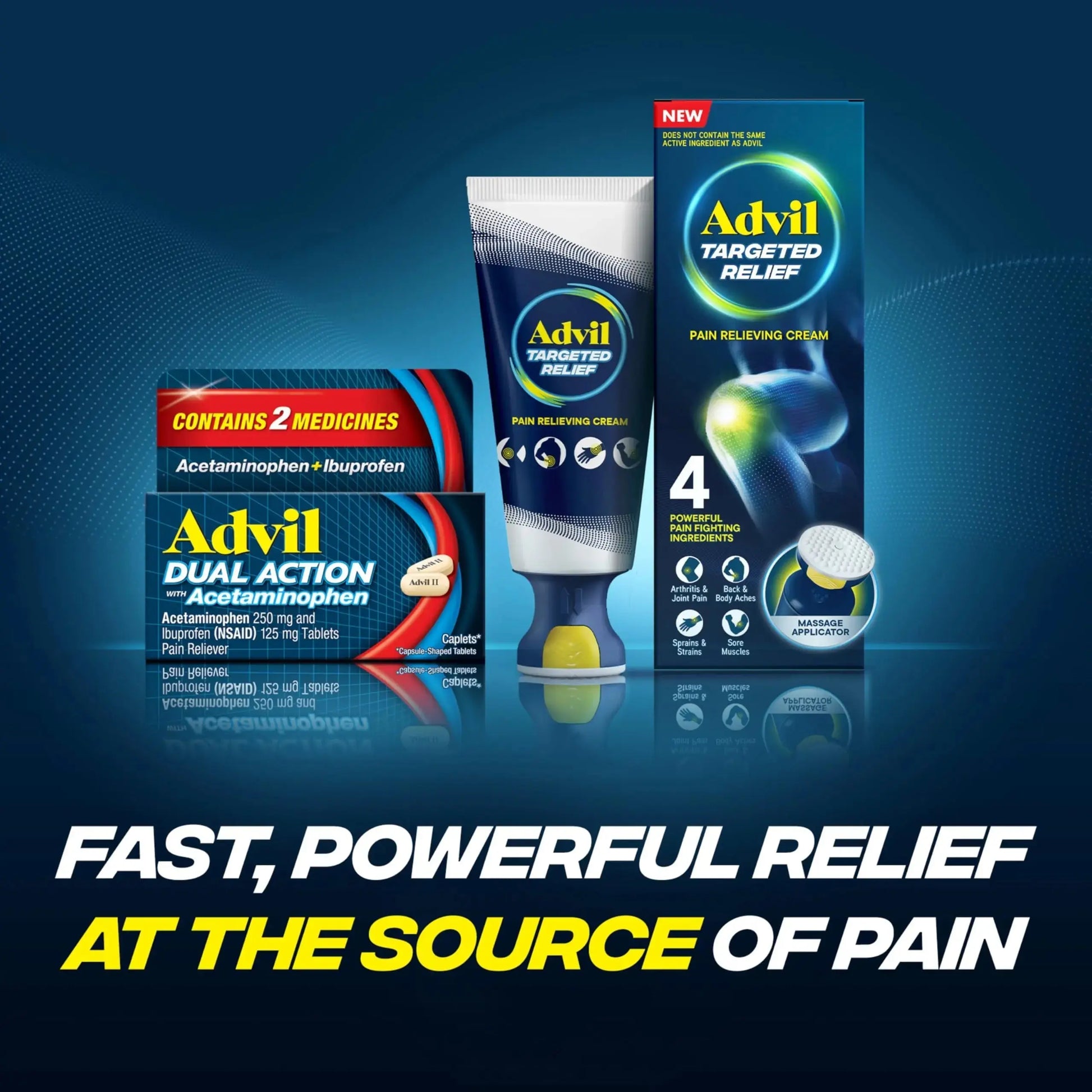 Advil Dual Action Coated Caplets with Acetaminophen, 250 Mg Ibuprofen and 500 Mg Acetaminophen Per Dose (2 Dose Equivalent) for 8 Hour Pain Relief - 72 Count AdvilAu supplements