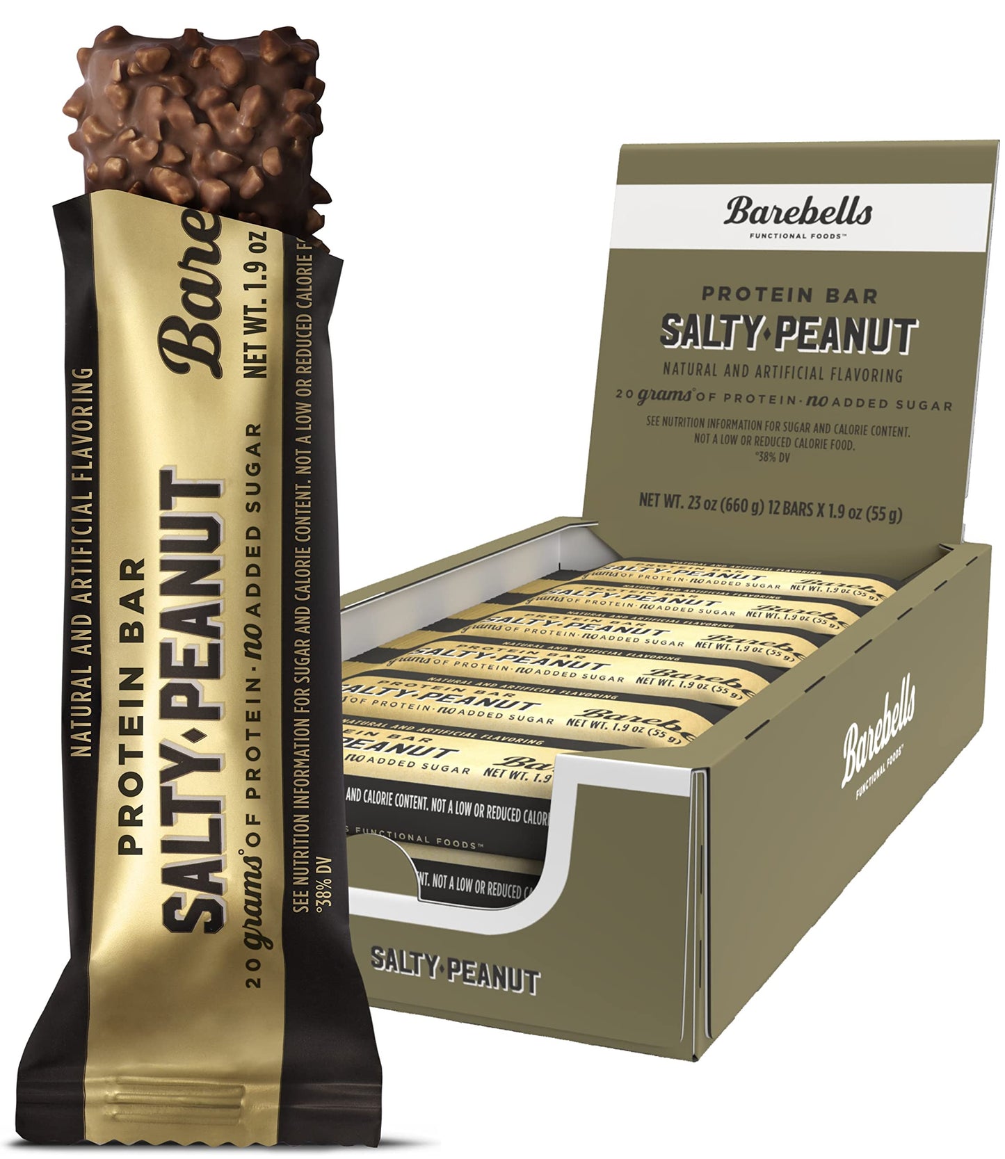 Barebells Salty Peanut Protein Bars, 12 Count - 20g Protein, 1g Sugar Snack Bars BAREBELLSUS supplements