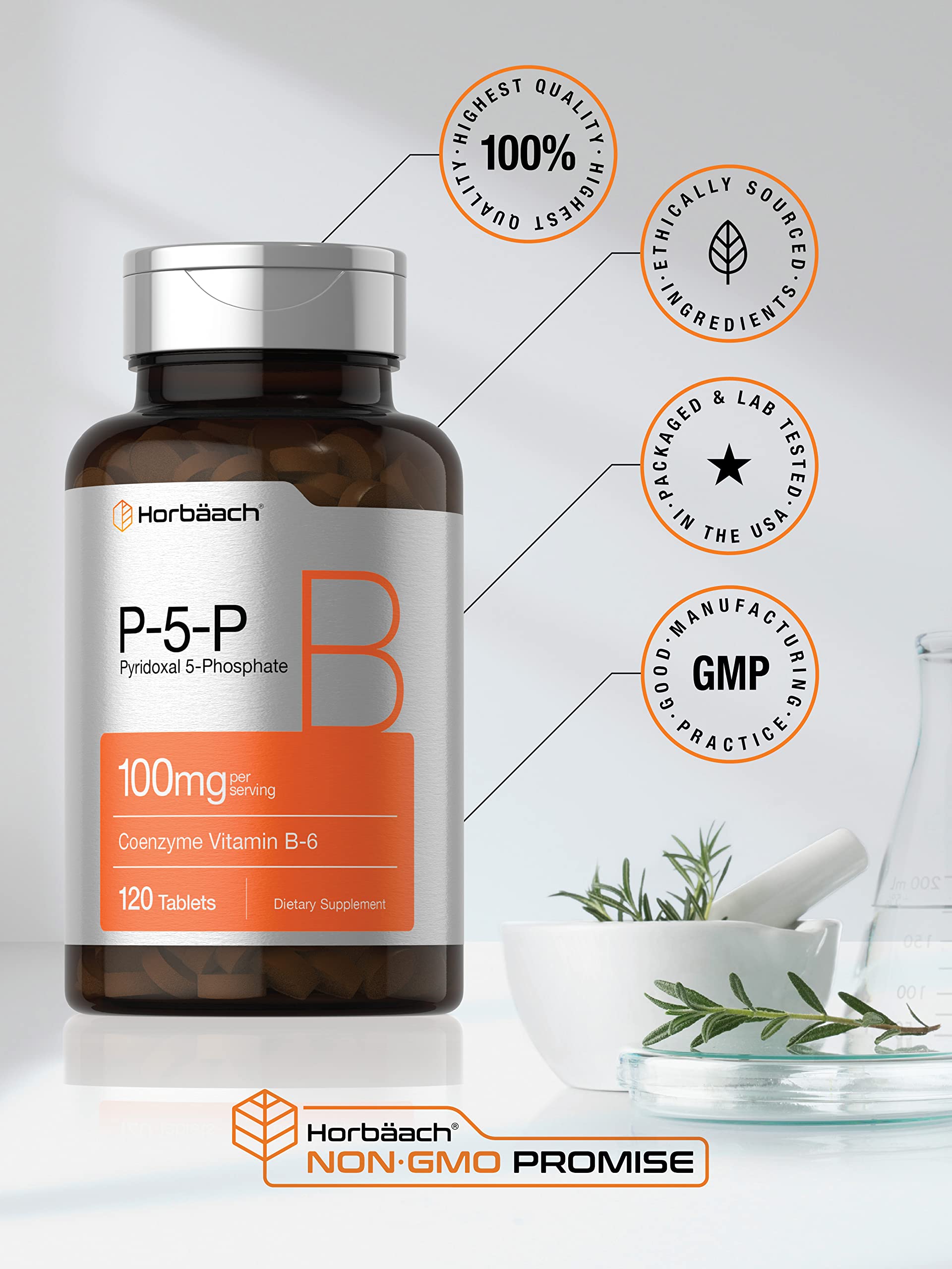 P-5-P Activated Vitamin B6 100mg | 120 Tablets | Vegetarian Supplement, Non-GMO HorbäachAu supplements