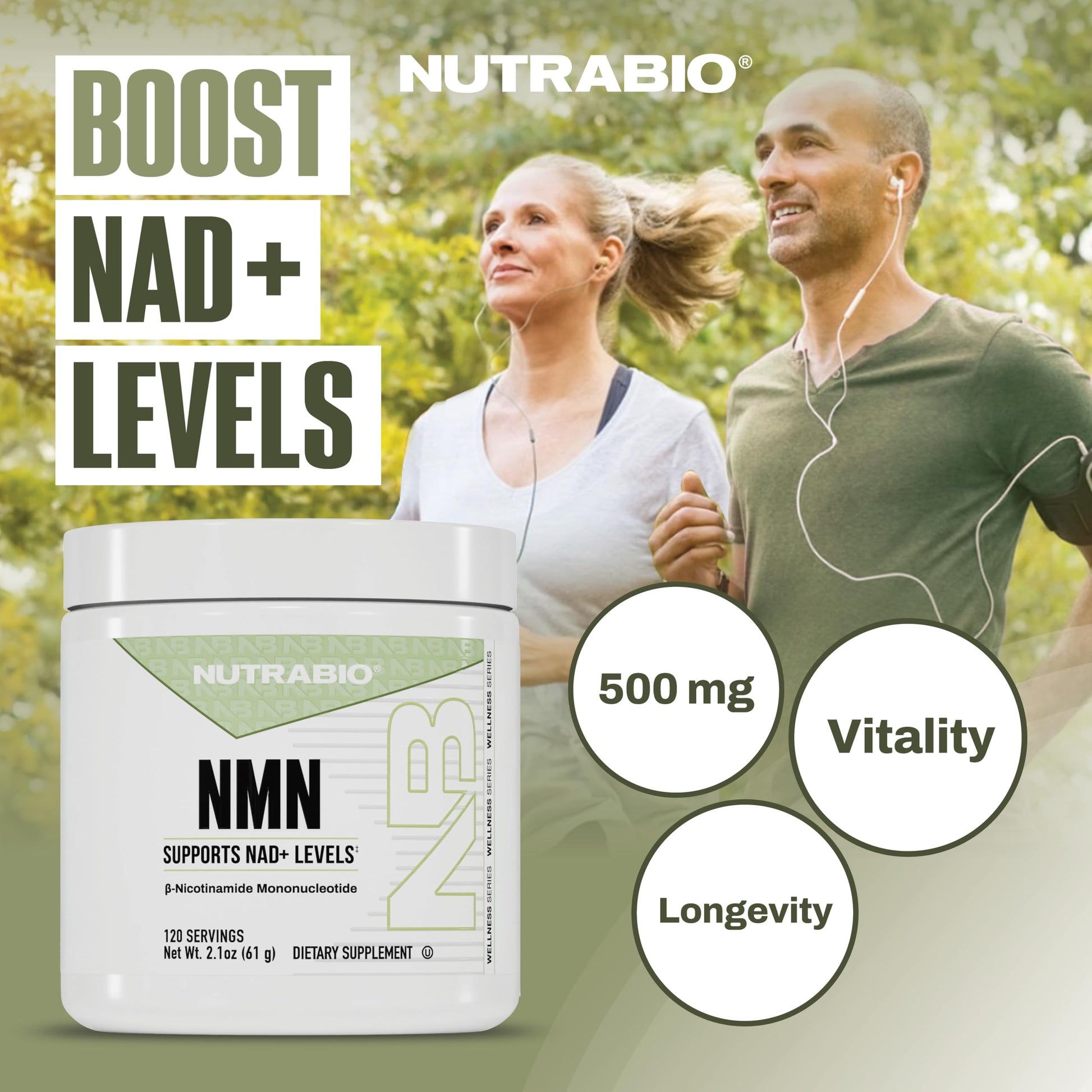 NutraBio NMN - NAD Supplement, Longevity Support, Boost NAD Levels, Increase Cellular Energy, Brain Health, Healthy Aging- 120 Servings NutraBioAu supplements