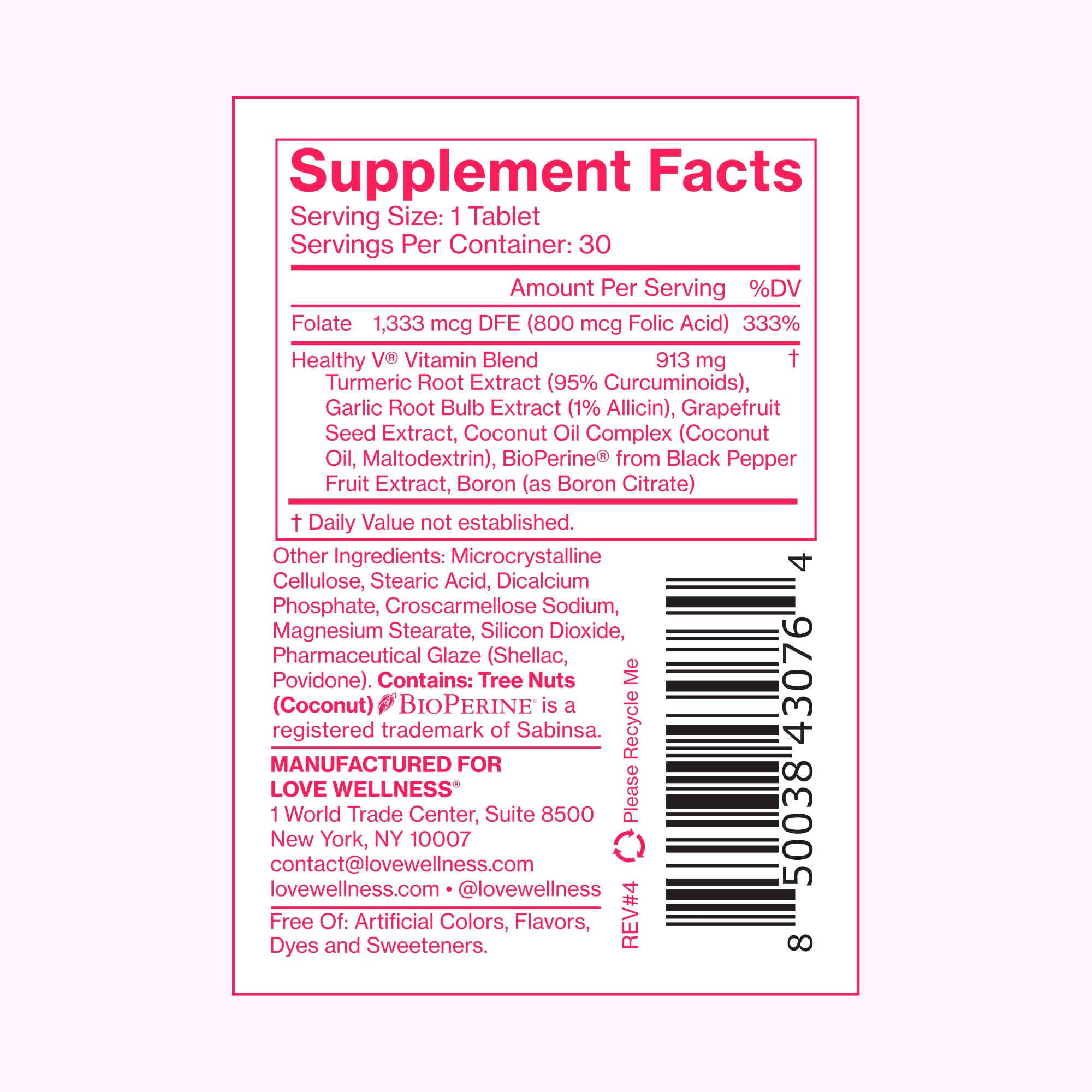 Love Wellness Healthy V Vitamin | Women's Vaginal Health Supplement | pH Balance, Gut Health & Immune Support Supplement | Balance of Candida Yeast with Turmeric, Garlic & Coconut Oil | 30 Count Love WellnessUS supplements