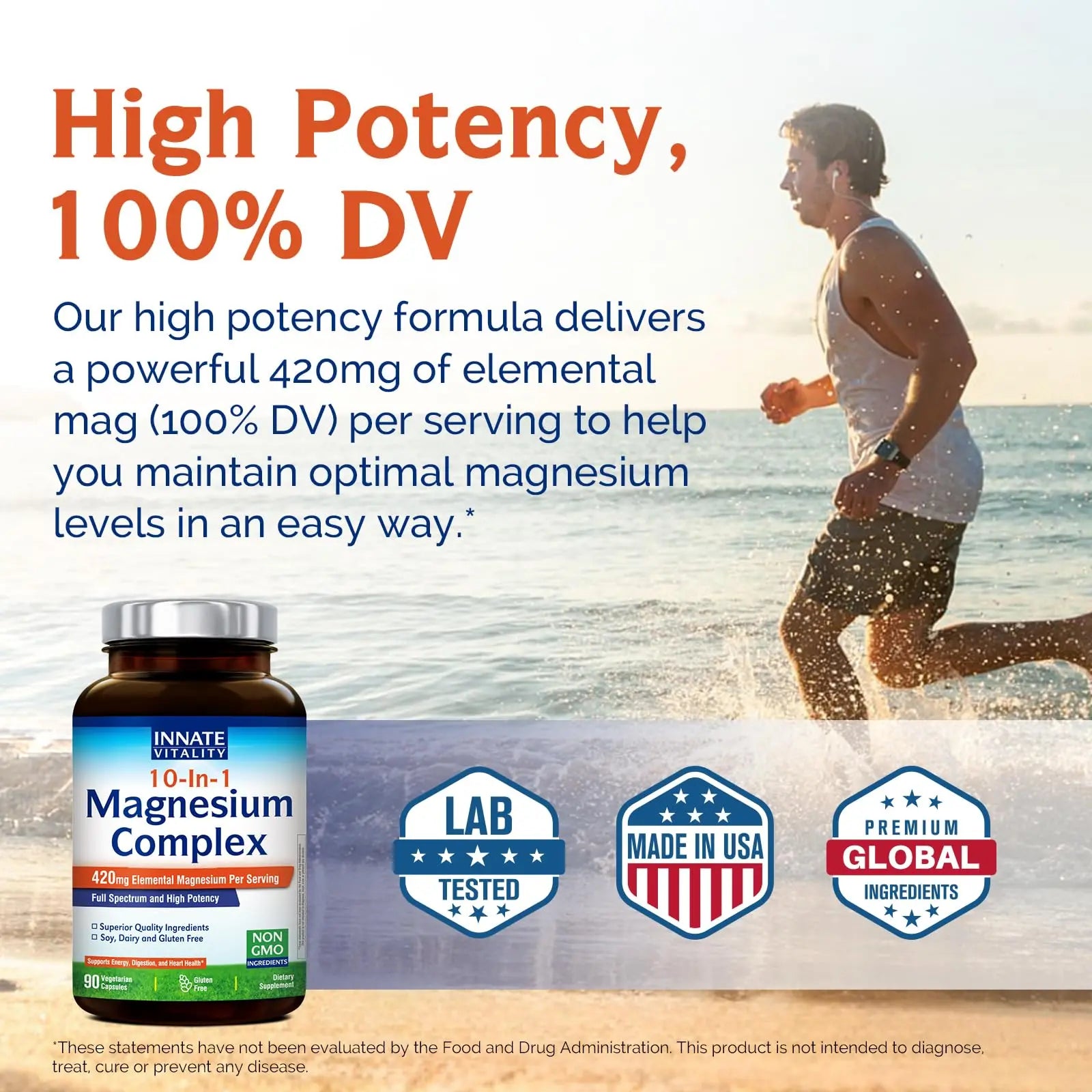 Innate Vitality 10-in-1 Magnesium Complex 960mg, 420mg Elemental Mag per Serving, with Magnesium Glycinate, Citrate, Malate, and More, Sleep, Digestion, Energy Support, 90 Vegan Caps Innate Vitalitynz supplements