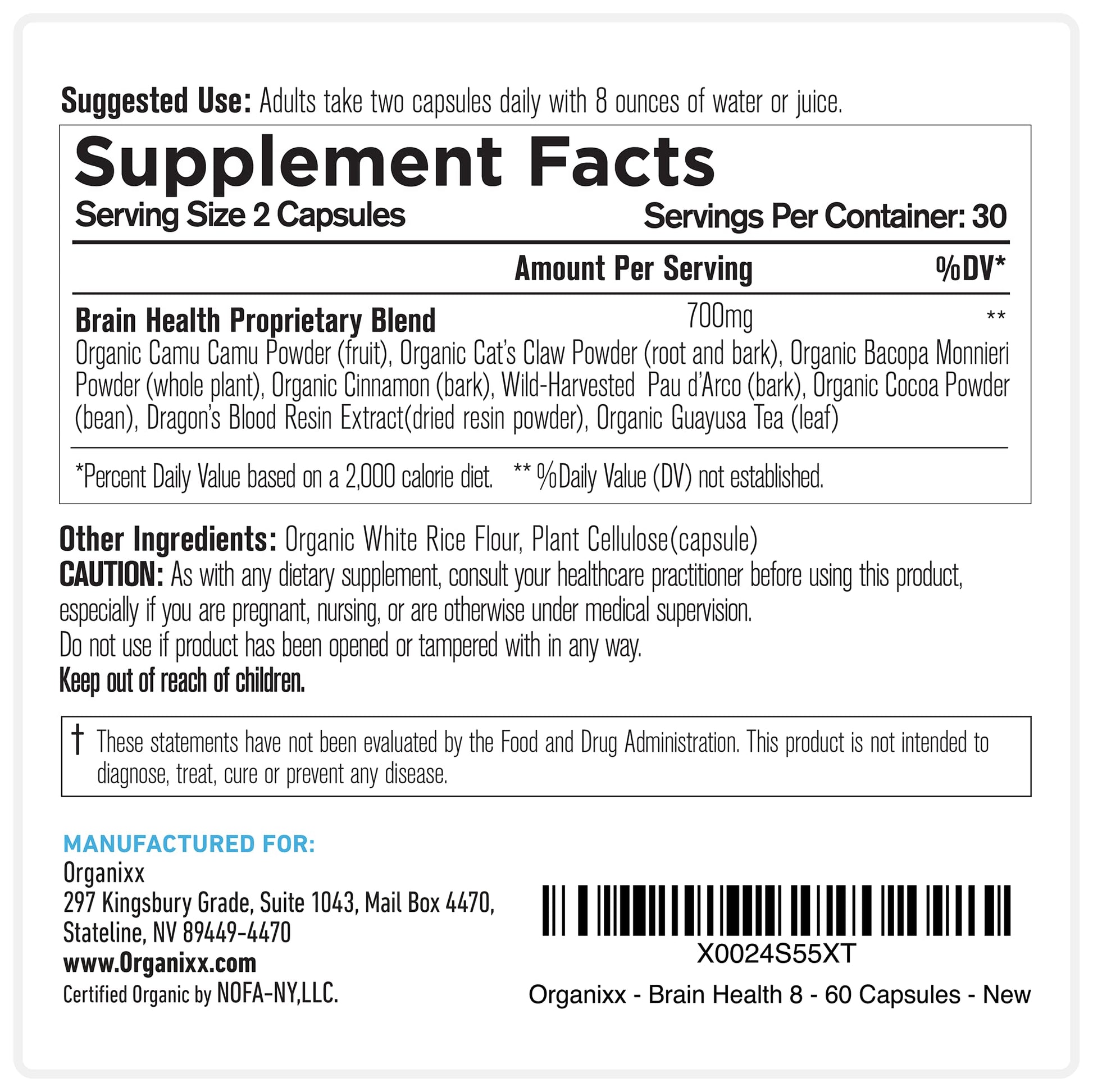 Organixx Ageless Brain Powerful Brain Health Supplement to Support Brain Function, Clarity, Focus, Re-Energize Brain Cells, Helps Promote a Balanced Mood, Gluten Free, Non GMO, 60 Vegetarian Capsules OrganixxAu supplements