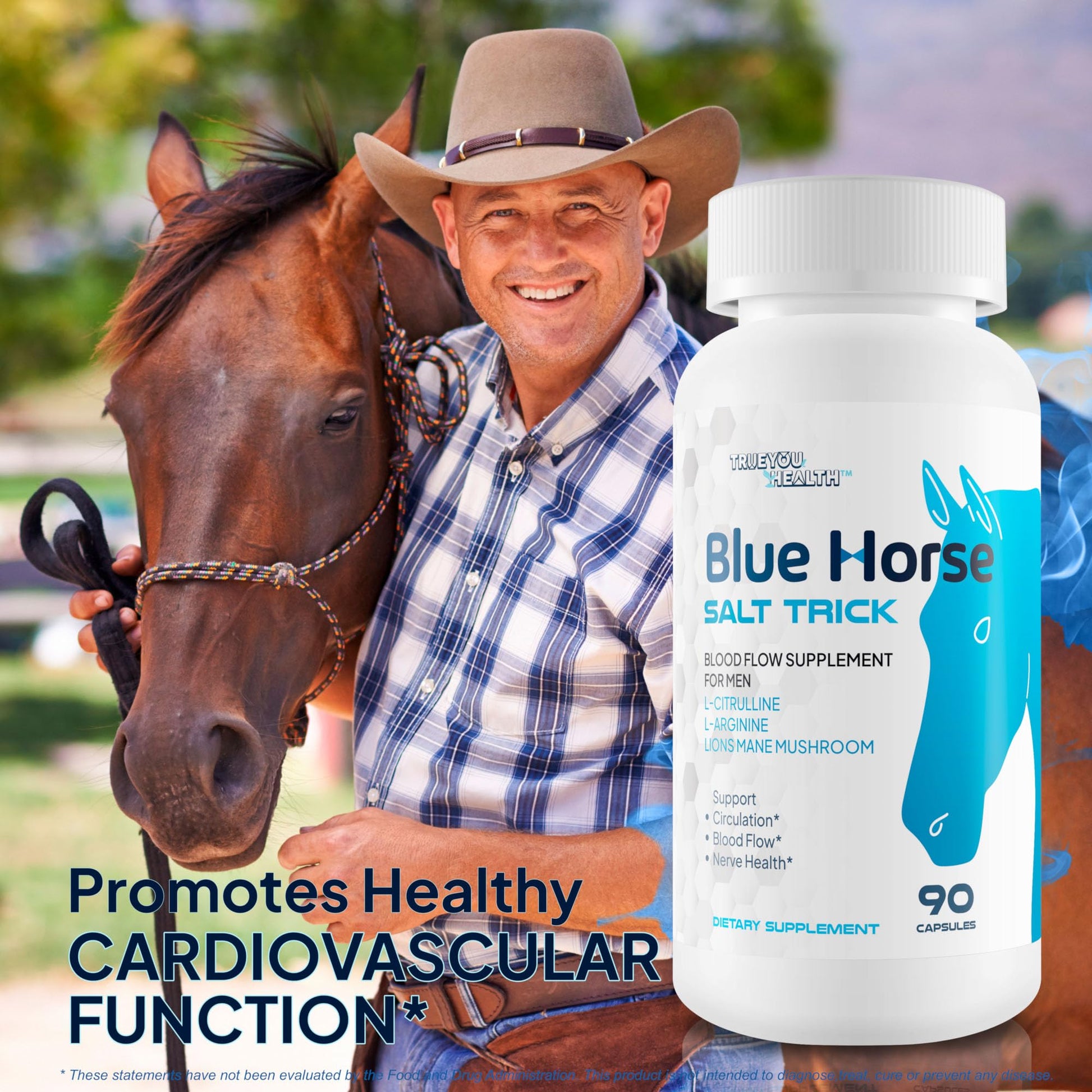 Blue Horse Salt Trick - Our Best Blood Flow Supplement for Men - Our Best Circulation Supplement - Male Circulation Supplements Nitric Oxide Vasodilator to Improve Blood Flow 7 Blue Salt Trick for Men True You HealthAu supplements