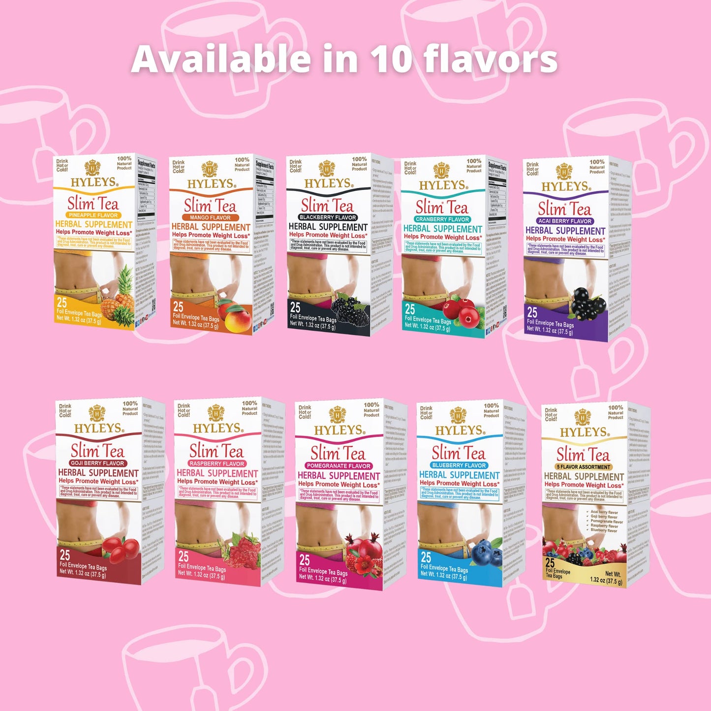 Hyleys Slim Tea Raspberry Flavor - Weight Loss Herbal Supplement Cleanse and Detox HYLEYSUS supplements