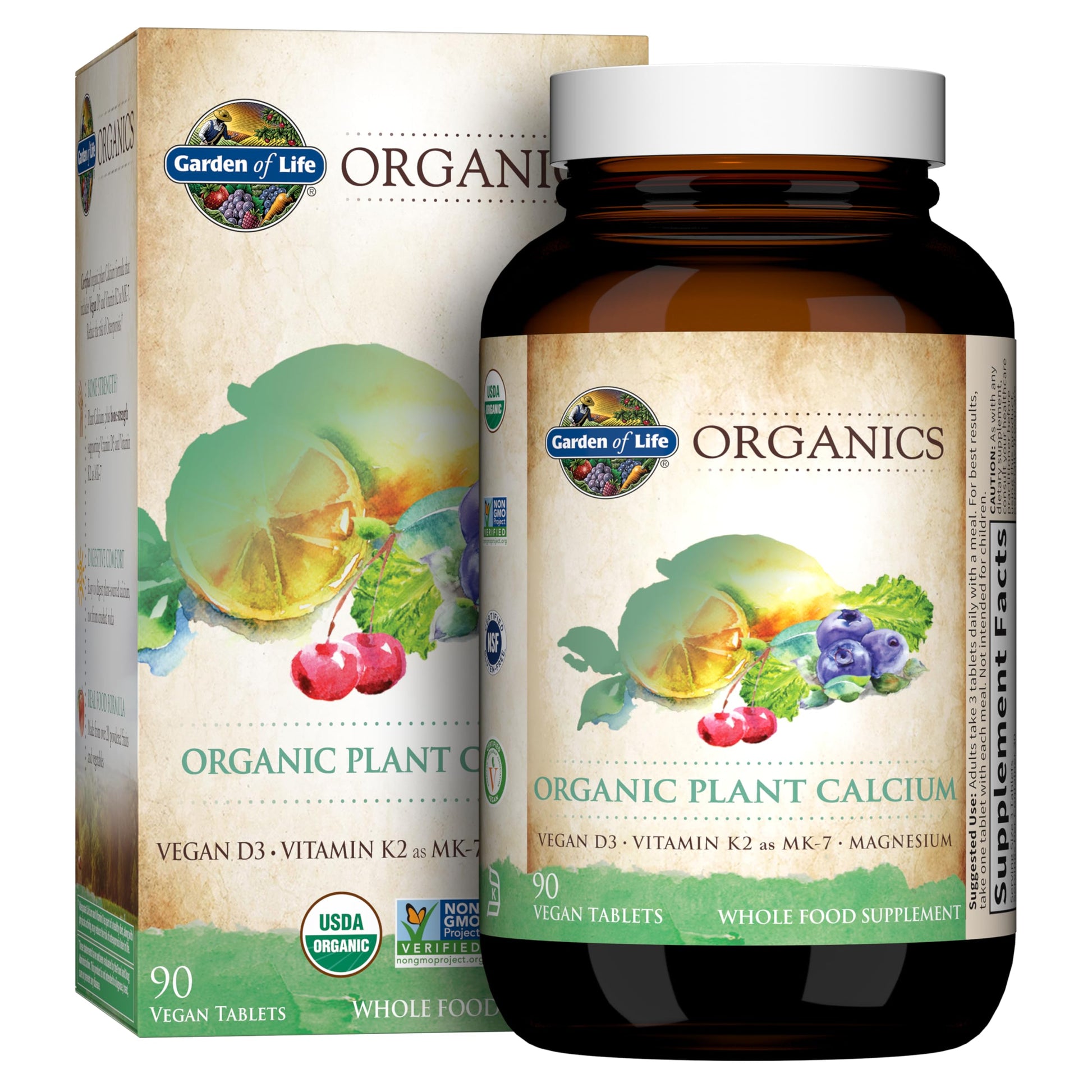 Garden of Life Calcium Supplement with Magnesium & Organic Vitamin D3 K2, Made from Whole Foods, Gluten-Free, 90 Count Garden of LifeAu supplements