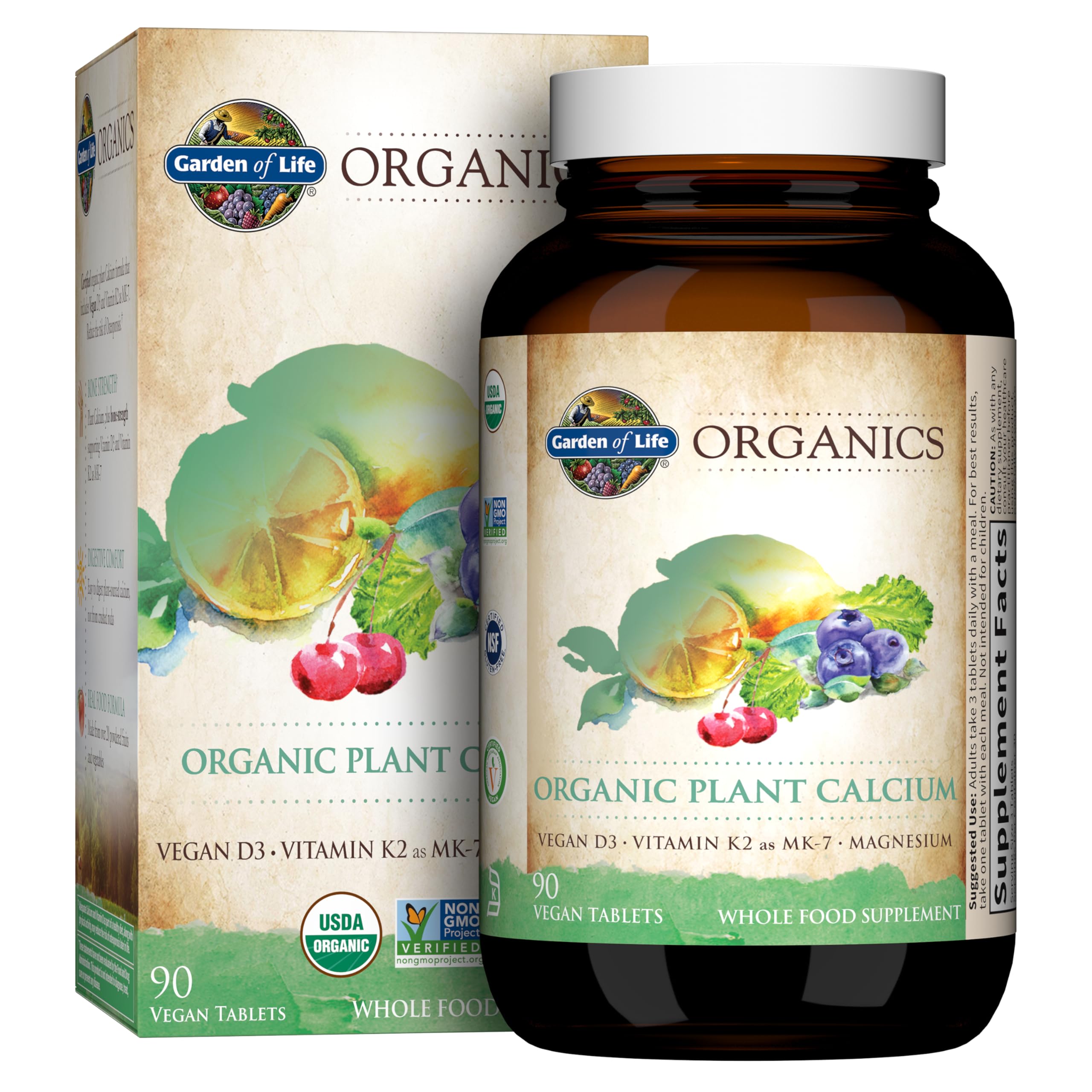 Garden of Life Calcium Supplement with Magnesium & Organic Vitamin D3 K2, Made from Whole Foods, Gluten-Free, 90 Count Garden of LifeAu supplements