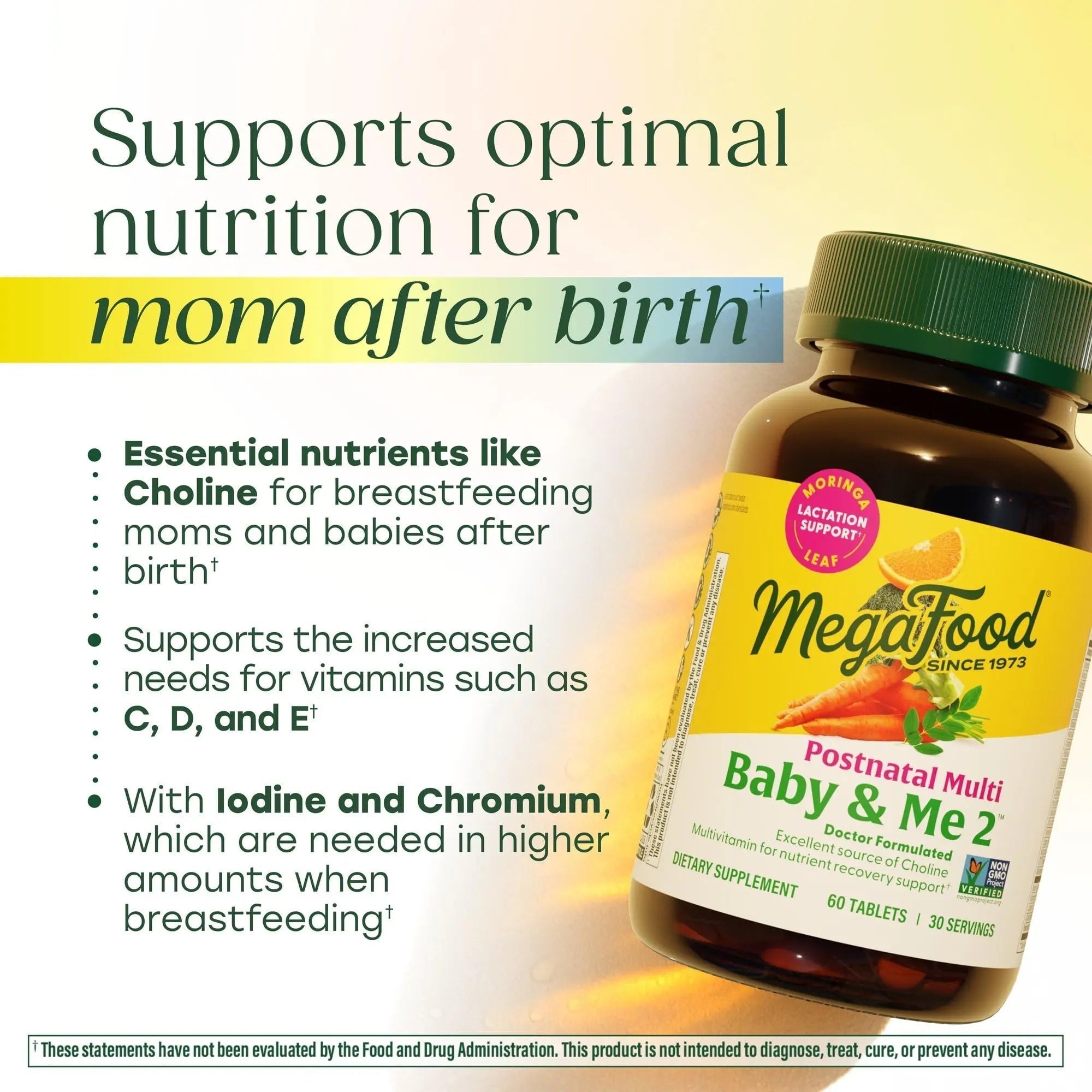 MegaFood Baby & Me 2 Postnatal Vitamins for Women Breastfeeding with Folate (Folic Acid Natural Form), Choline, Iodine, Vitamin D MegaFoodAu supplements