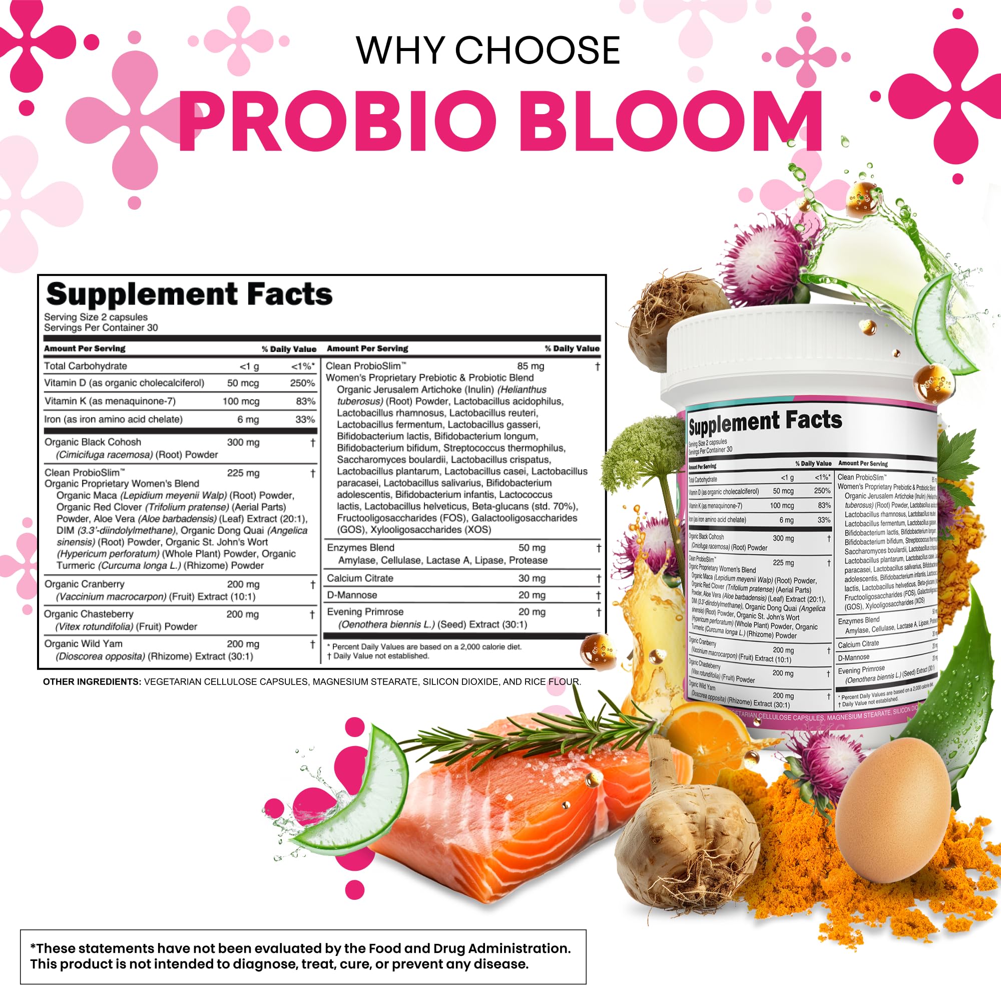 Clean Nutraceuticals Probiotics for Women with D Mannose, Cranberry Extract, Wild Yam, Chasteberry - 20 Probiotic and Prebiotic Strains - PH Balance, Womens Probiotic for Digestive Health - 60 Count Clean NutraceuticalsAu supplements