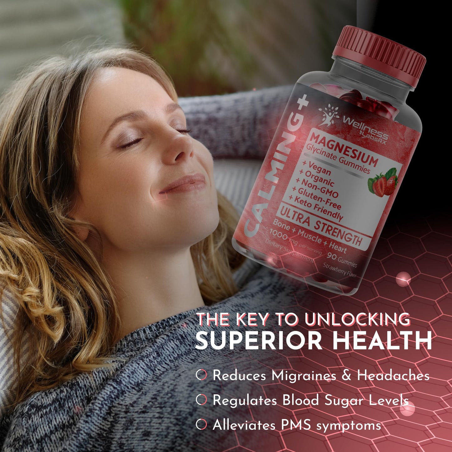 Magnesium Glycinate Gummies - 1000 mg - Magnesium Supplement to Support WELLNESS LABSRXUS supplements