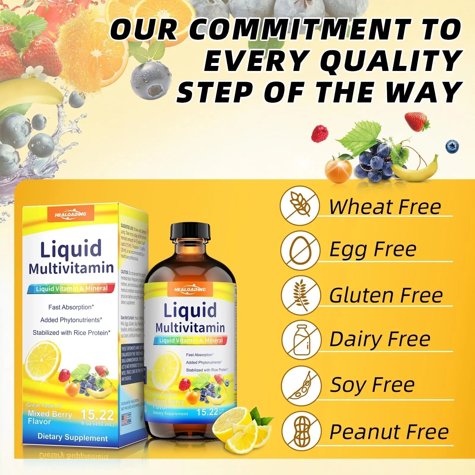 HEALOADING Nutritious Liquid Multivitamin for Women：Liquid Multi Vitamin with Amino Acids Zinc Selenium Mixed Fruit Flavor HEALOADINGAu supplements