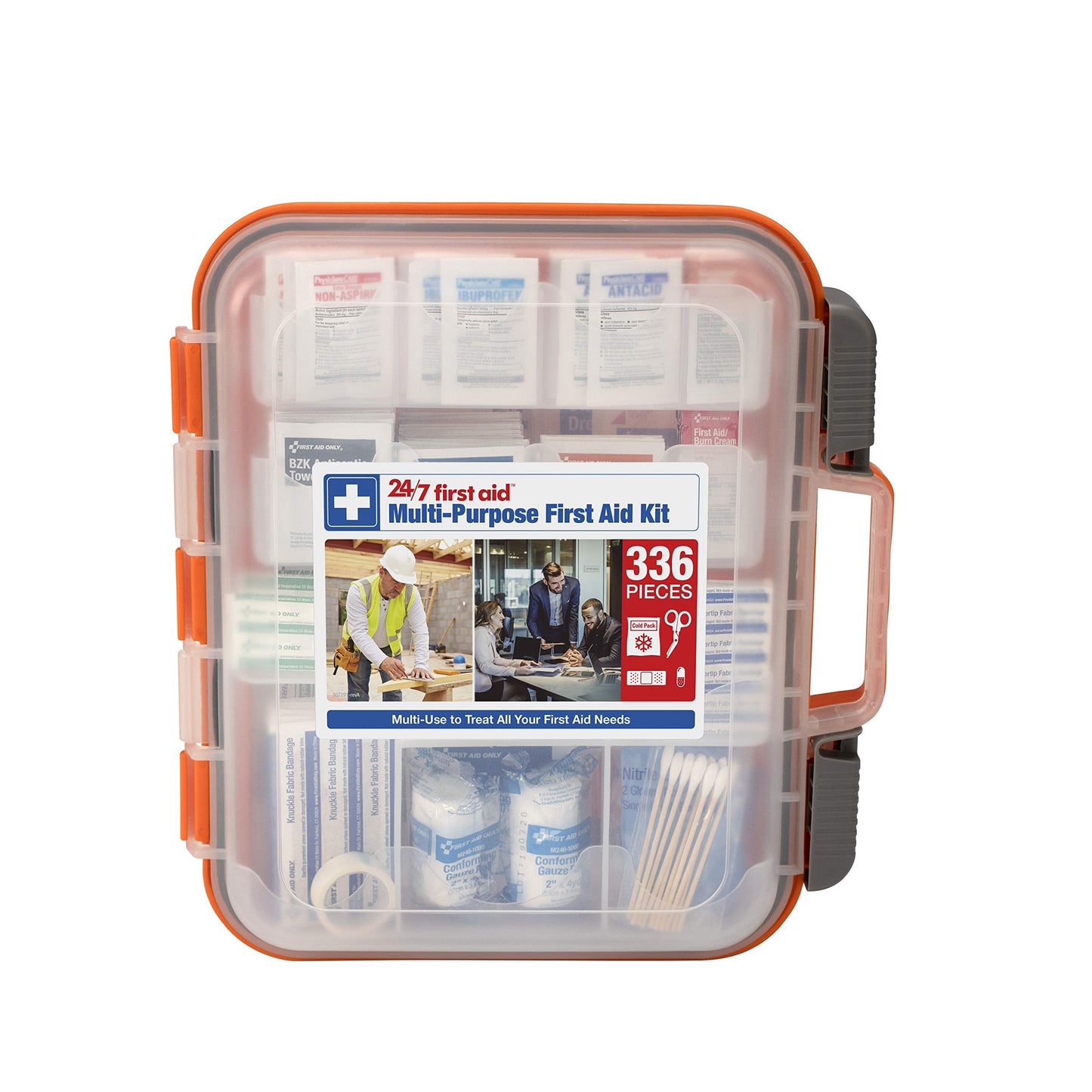 336 Piece First Aid Kit, Plastic Case 24/7 First AidUS supplements