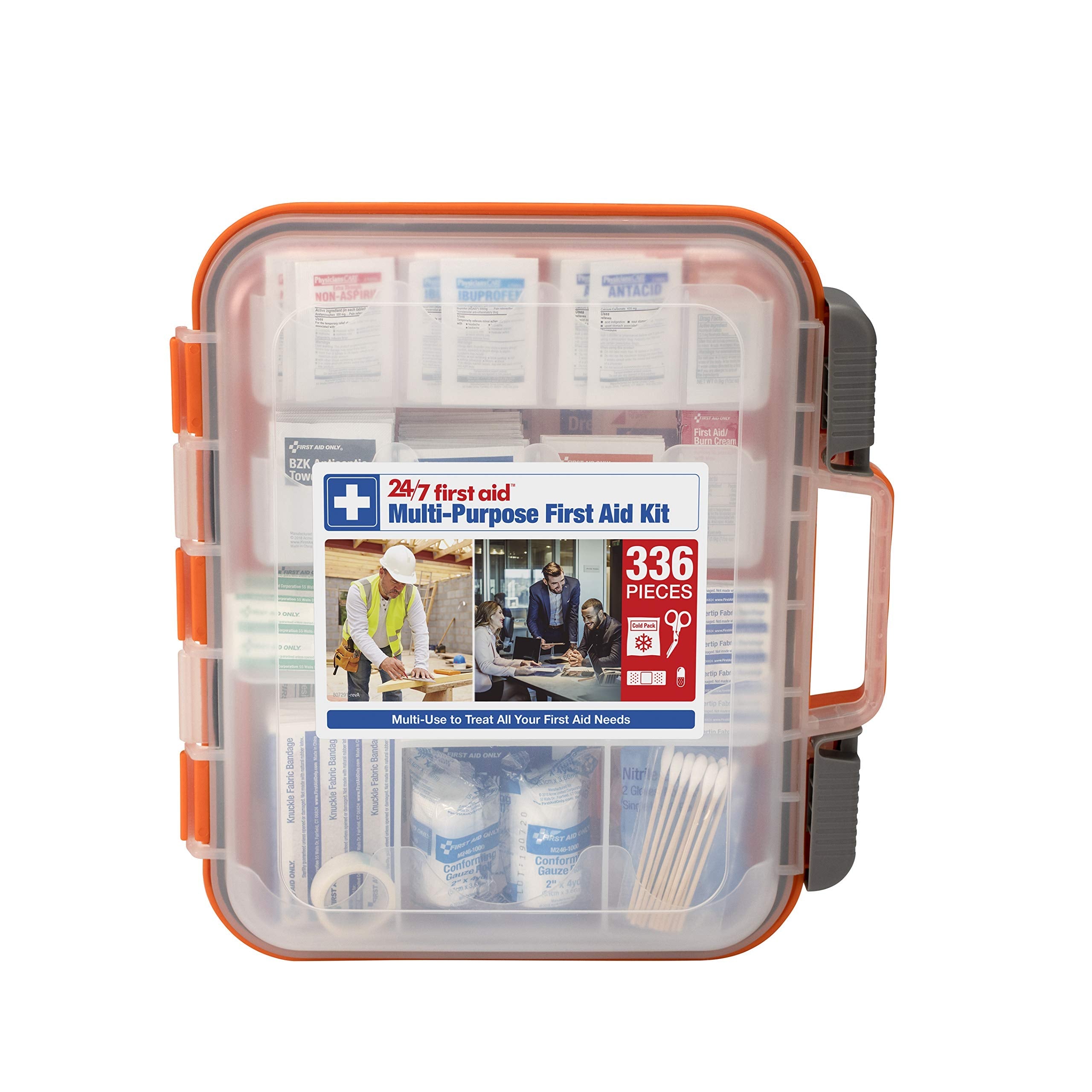 336 Piece First Aid Kit, Plastic Case 24/7 First AidUS supplements