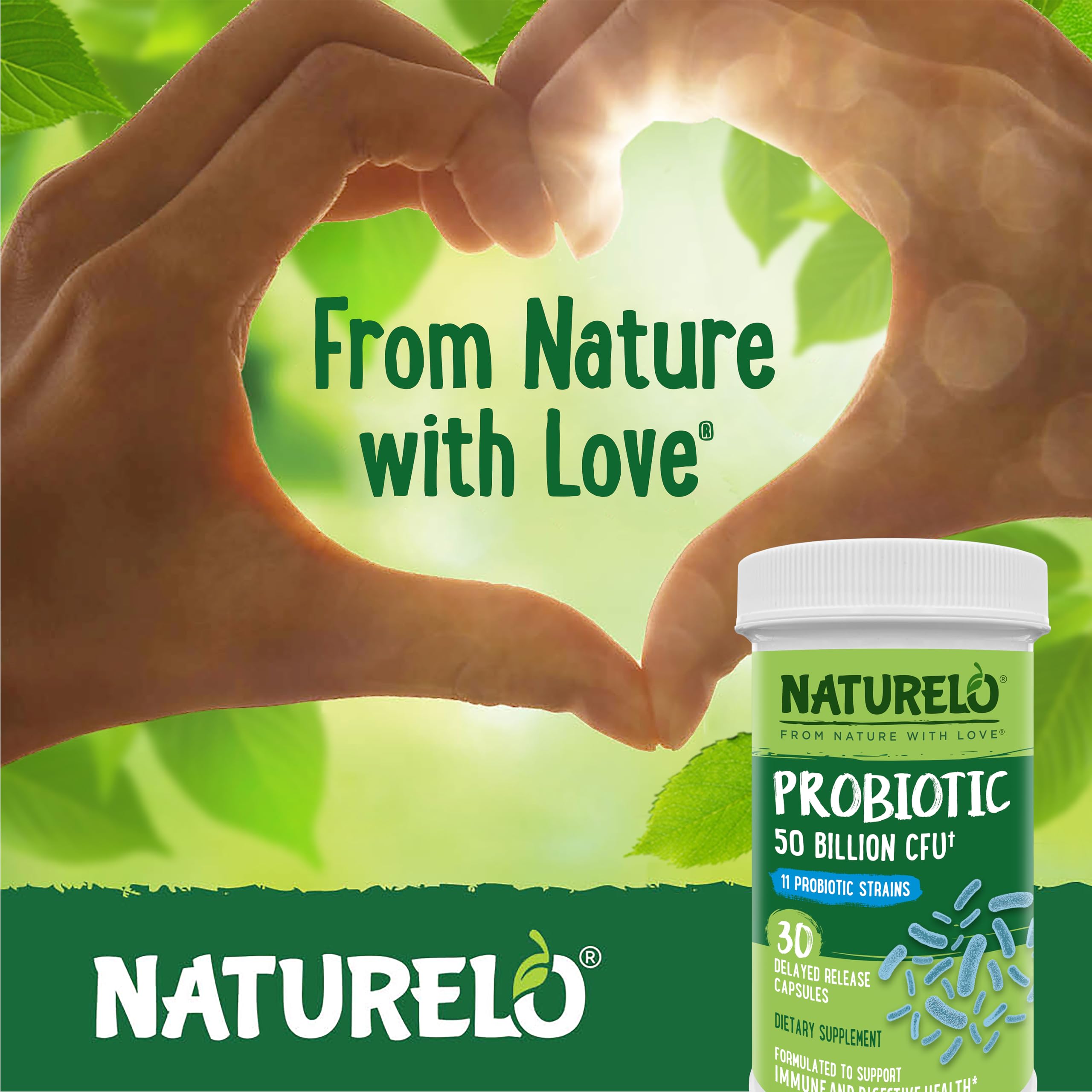 NATURELO Probiotic Supplement - 50 Billion CFU - 11 Strains - One Daily - Helps Support NATURELOAu supplements