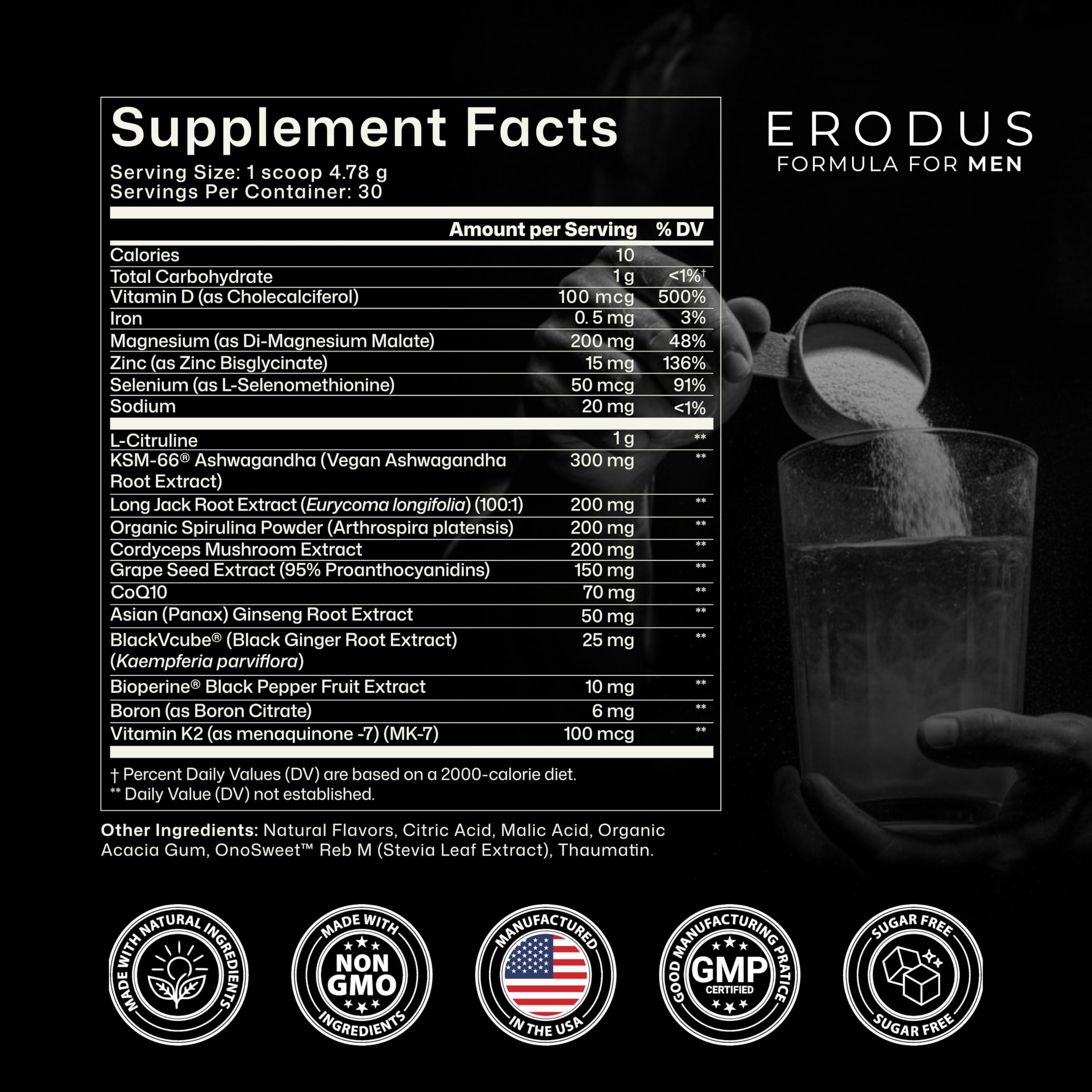 ERODUS Formula for Men - Advanced Testosterone Support Powder - Energy & Gym Supplement for Men - Supports Healthy Testosterone Levels & Physical Performance - with Ashwagandha (30 Day Supply) ERODUSAu supplements