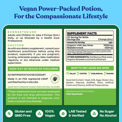 Organic Sea Moss Drops - 1000mg Irish Sea Moss - 4X Stronger than Sea Moss Gel Pella NutritionUS supplements