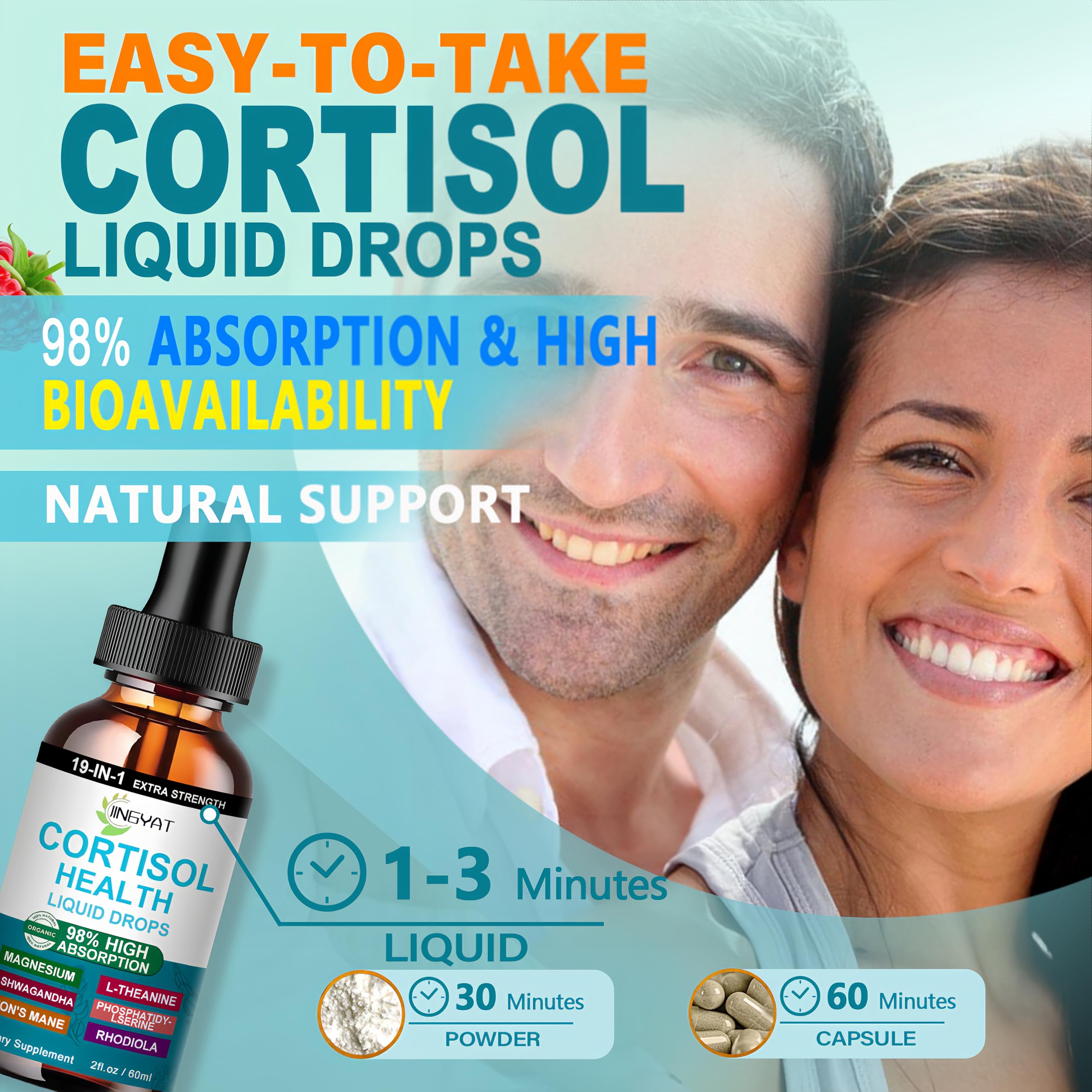 Cortisol Supplements for Women,19-in-1 Cortisol Supplement Liquid Drops w/Magnesium,L-Theanine,Ashwagandha,Omega-3, High Absorption Hormone Balanced for Women Drops - Sleep Focus Mood, Non-GMO JINGYATAu supplements