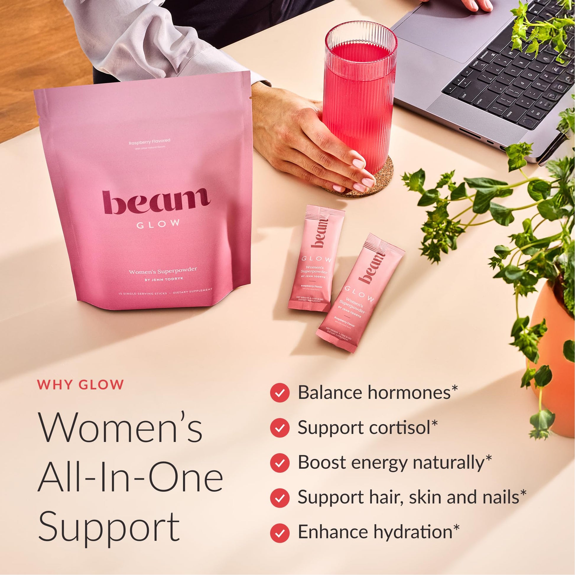 Beam Glow Hormone Balance Supplement for Women – Cortisol Supplement for Women, PMS Relief Supplement, Perimenopause & PCOS Support, Womens Vitamins, Thyroid Support with Ashwagandha & Selenium BeamAu supplements