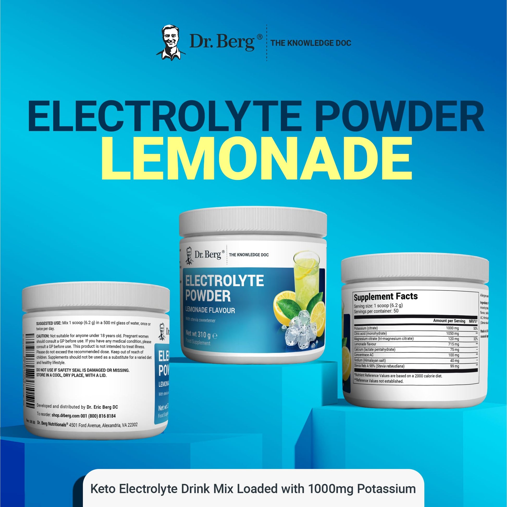 Dr. Berg Electrolyte Powder - Electrolyte Drink Supplements with 1000mg Potassium Dr. Berg NutritionalsUS supplements