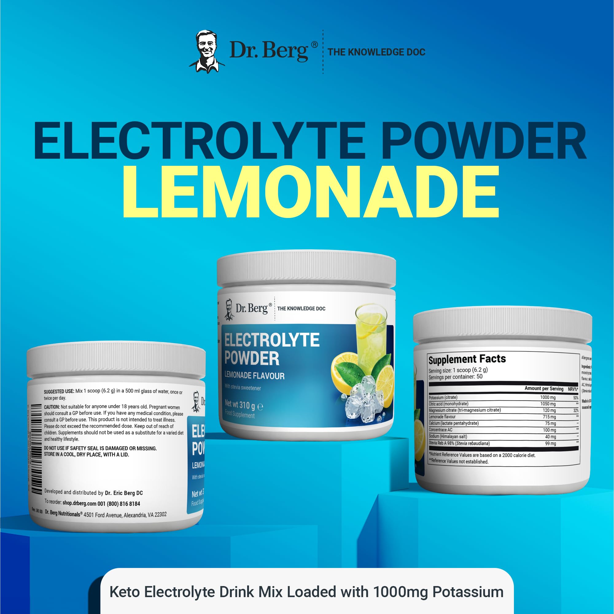 Dr. Berg Electrolyte Powder - Electrolyte Drink Supplements with 1000mg Potassium Dr. Berg NutritionalsUS supplements