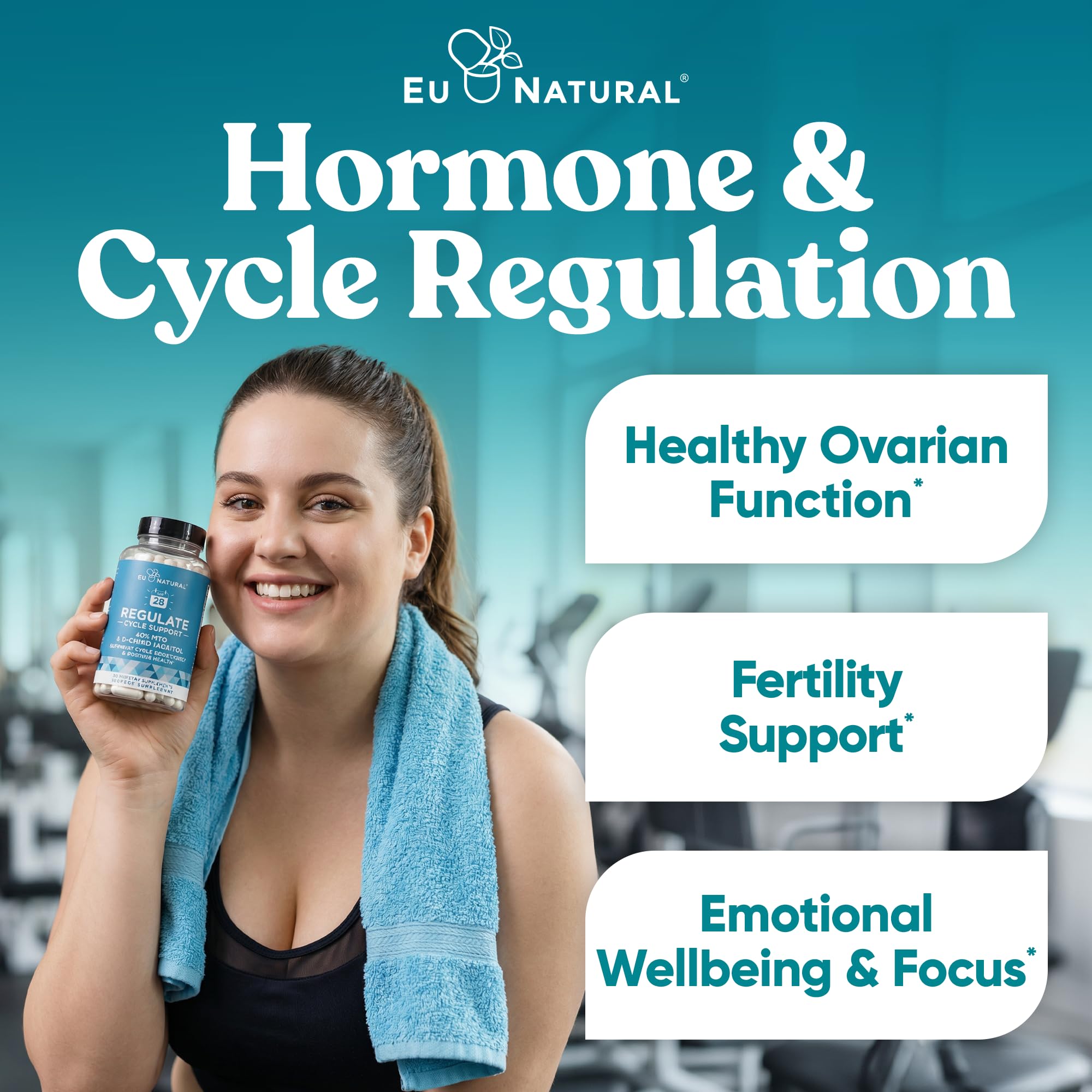 Regulate Cycle Support – Hormone Balance for Women at Optimal 40:1 Myo-Inositol 2000 mg & D-Chiro Inositol 50 mg – Supplement for Period Consistency, Menstrual & Ovulation Support – 120 Vegan Capsules Eu NaturalAu supplements