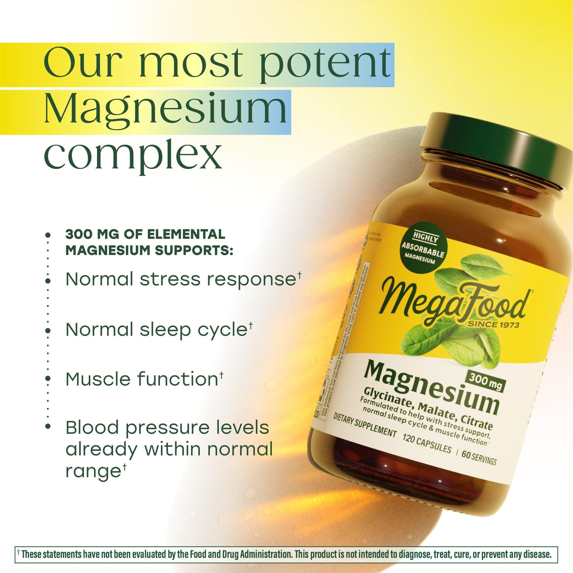 MegaFood Magnesium Glycinate, Citrate, Malate 300mg Supplement - Highly Absorbable Blend to Support Heart, Nerve Health & Relaxation, Triple Magnesium Complex Supplement, 60 Capsules (30 Servings) MegaFoodAu supplements