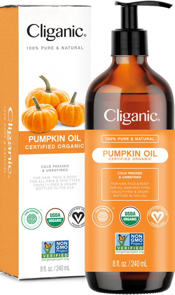 Cliganic Organic Pumpkin Seed Oil, 100% Pure - For Face & Hair | Natural Cold Pressed Unrefined CliganicAu supplements