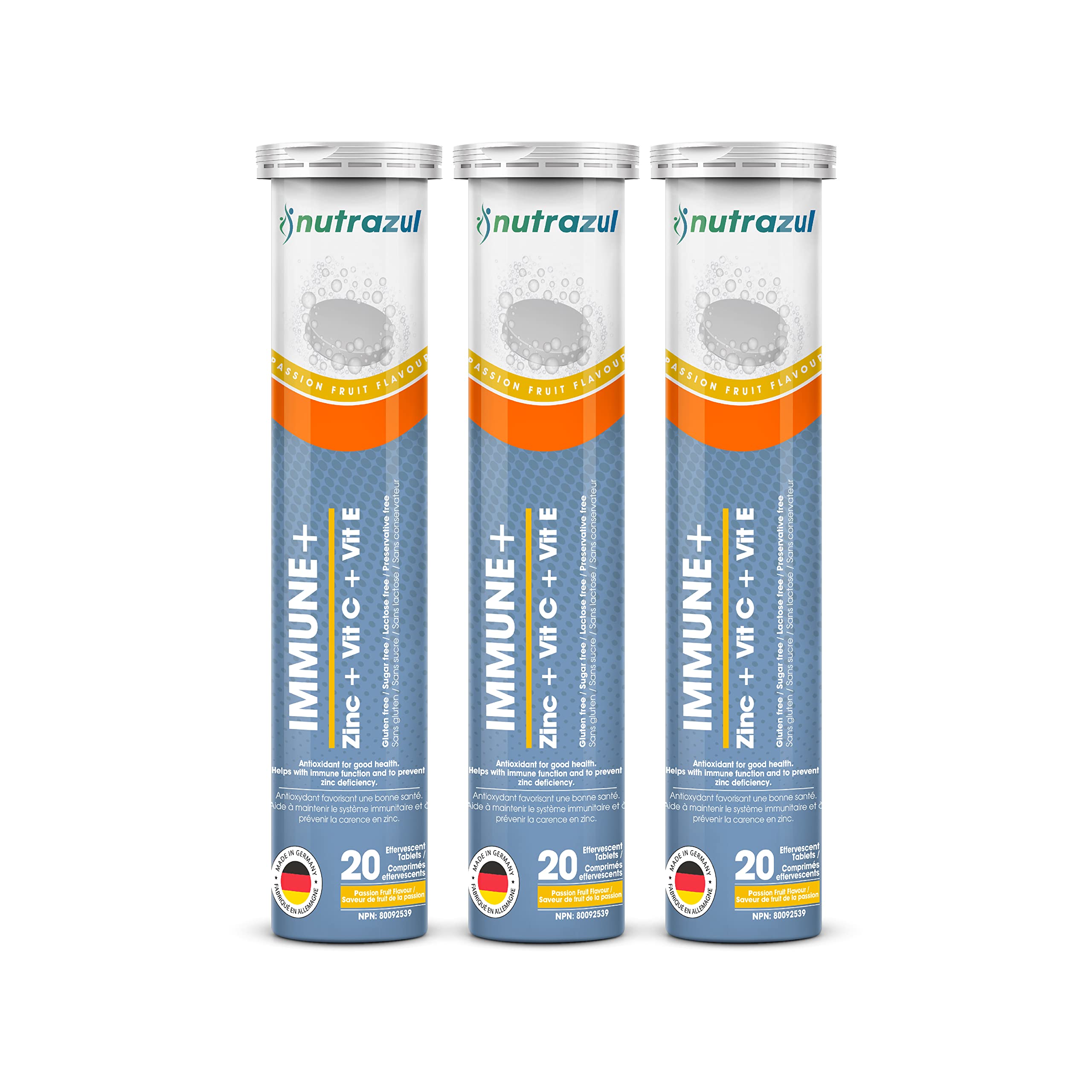 nutrazul Immune+ Effervescent Tablets, Vitamin C, Vitamin E & Zinc Supplement, Supports Overall Wellness with a VIT C, VIT E & Zinc Blend nutrazulUS supplements