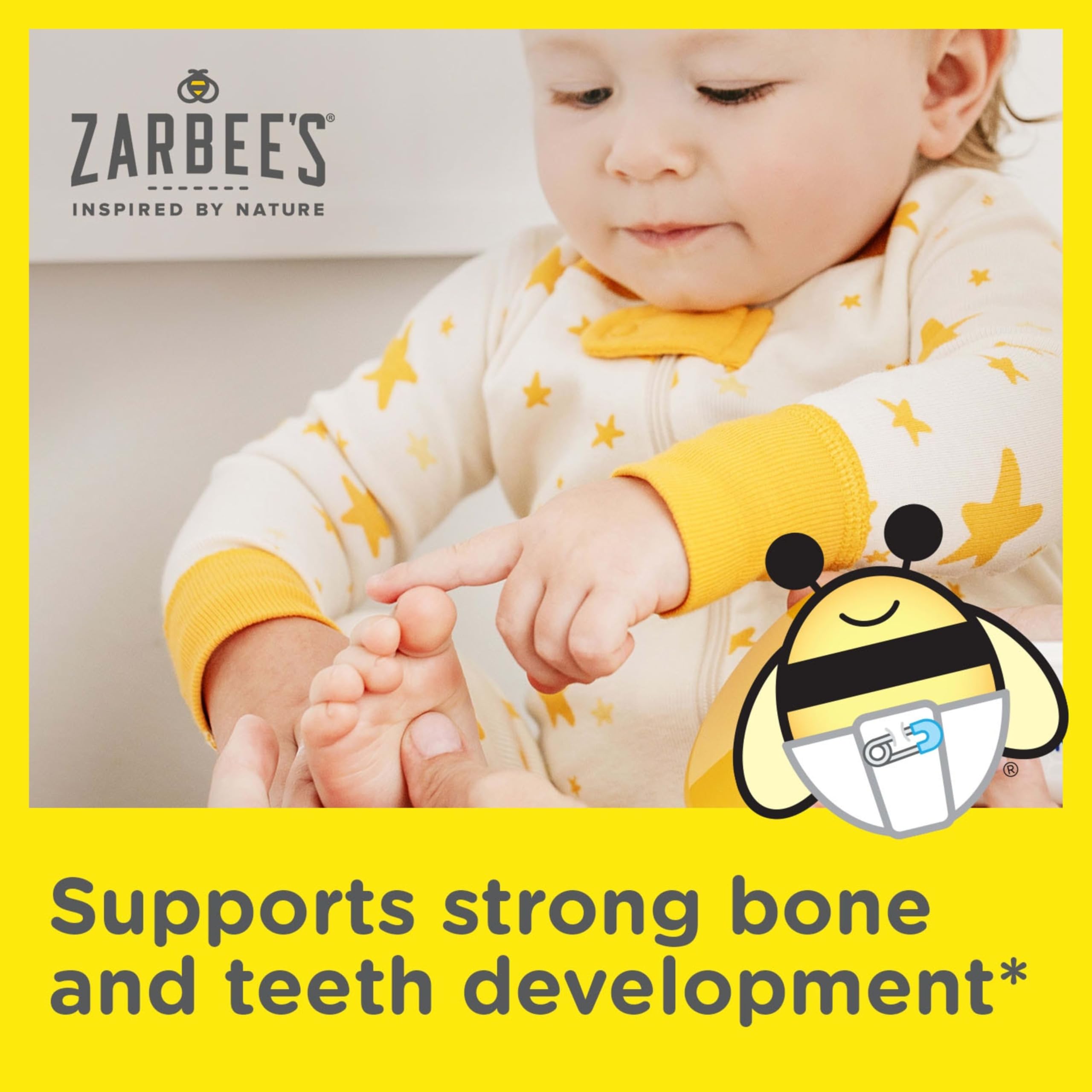 Zarbee's Vitamin D Drops for Infants, 400IU (10mcg) Baby & Toddler Liquid Supplement, Newborn & Up, Dropper Syringe Included, 0.47 Fl Oz